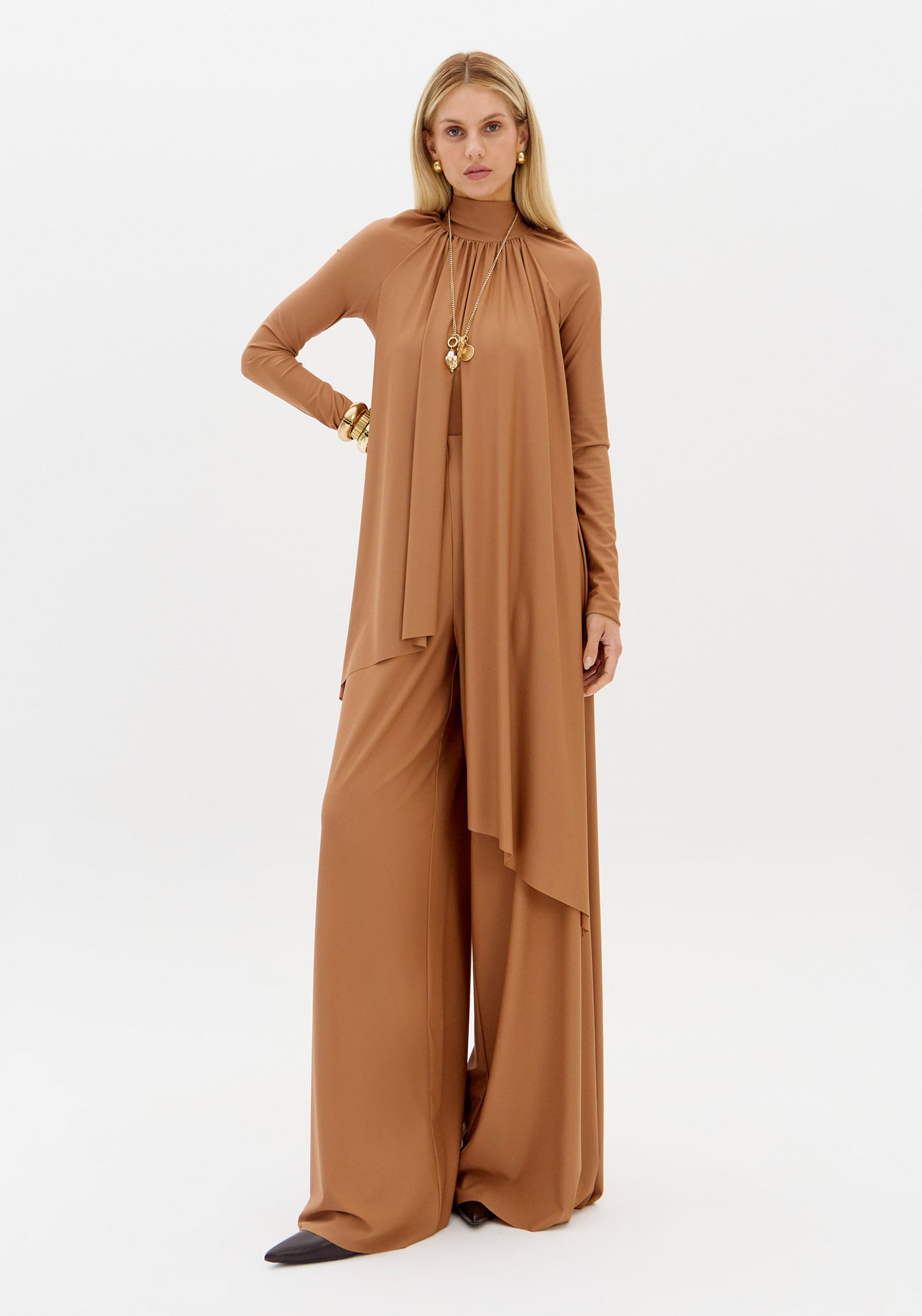 Calça Pantalona De Cintura Alta
