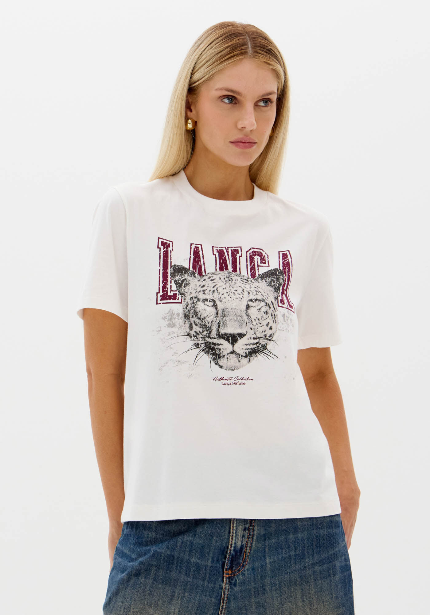 T-shirt Regular Manga Curta Com Estampa