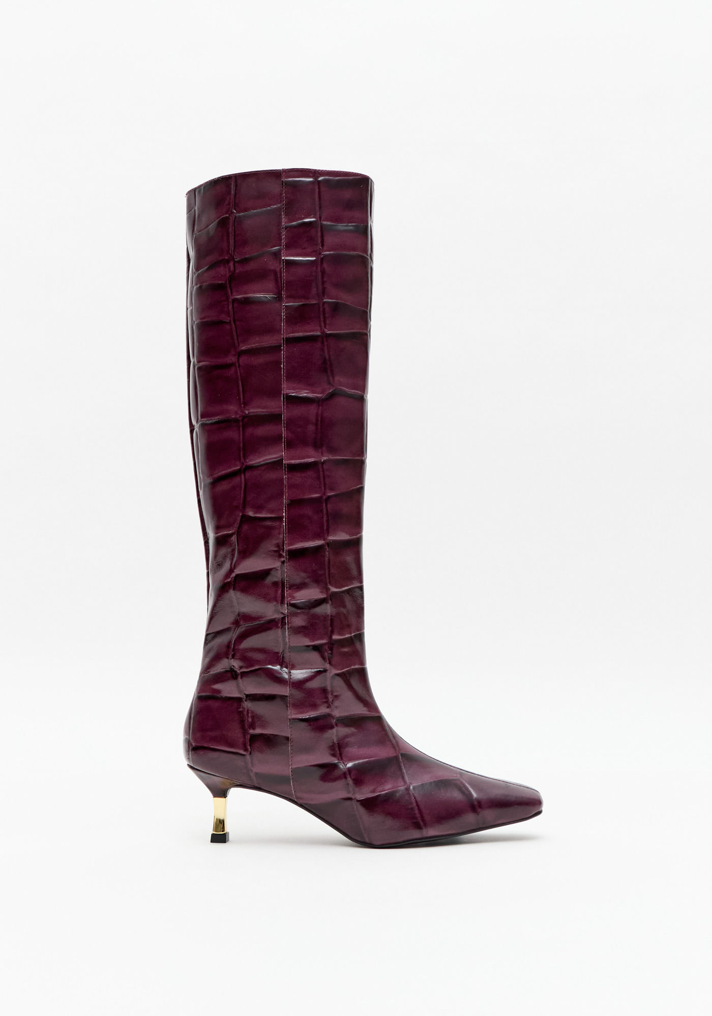 Bota Cano Longo Couro Croco