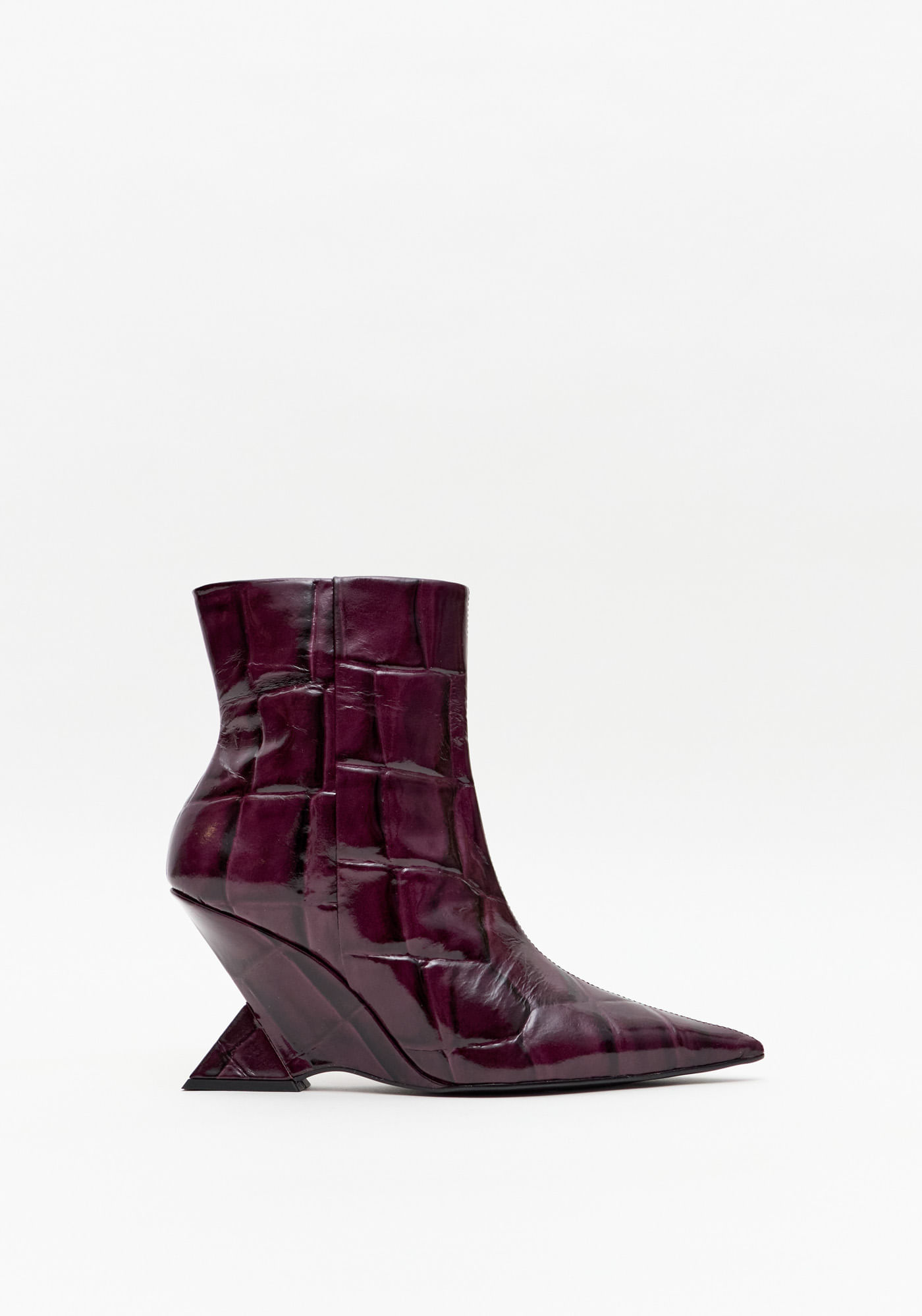 Bota Cano Baixo Couro Croco