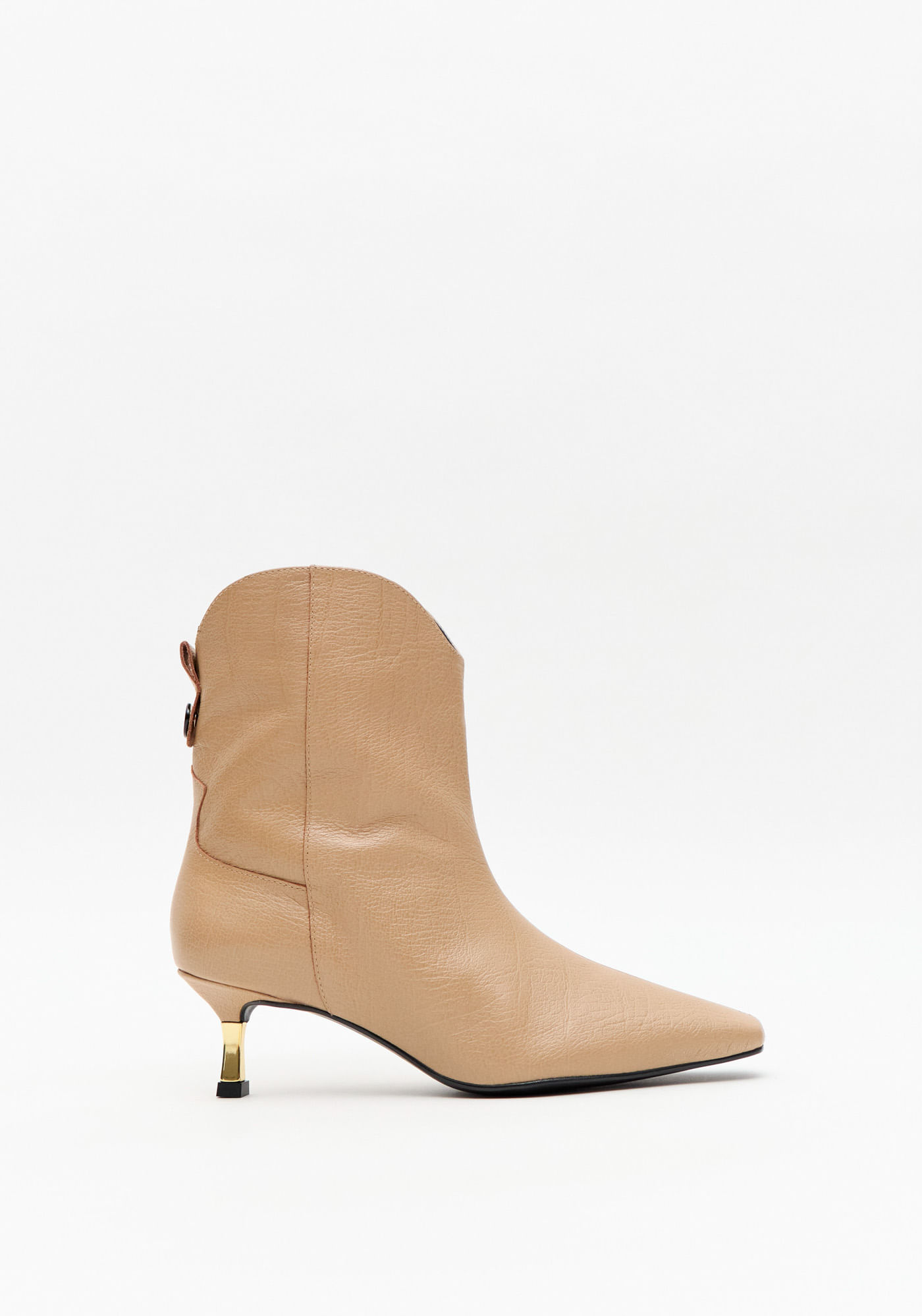 Bota Western Couro Com Cano Médio