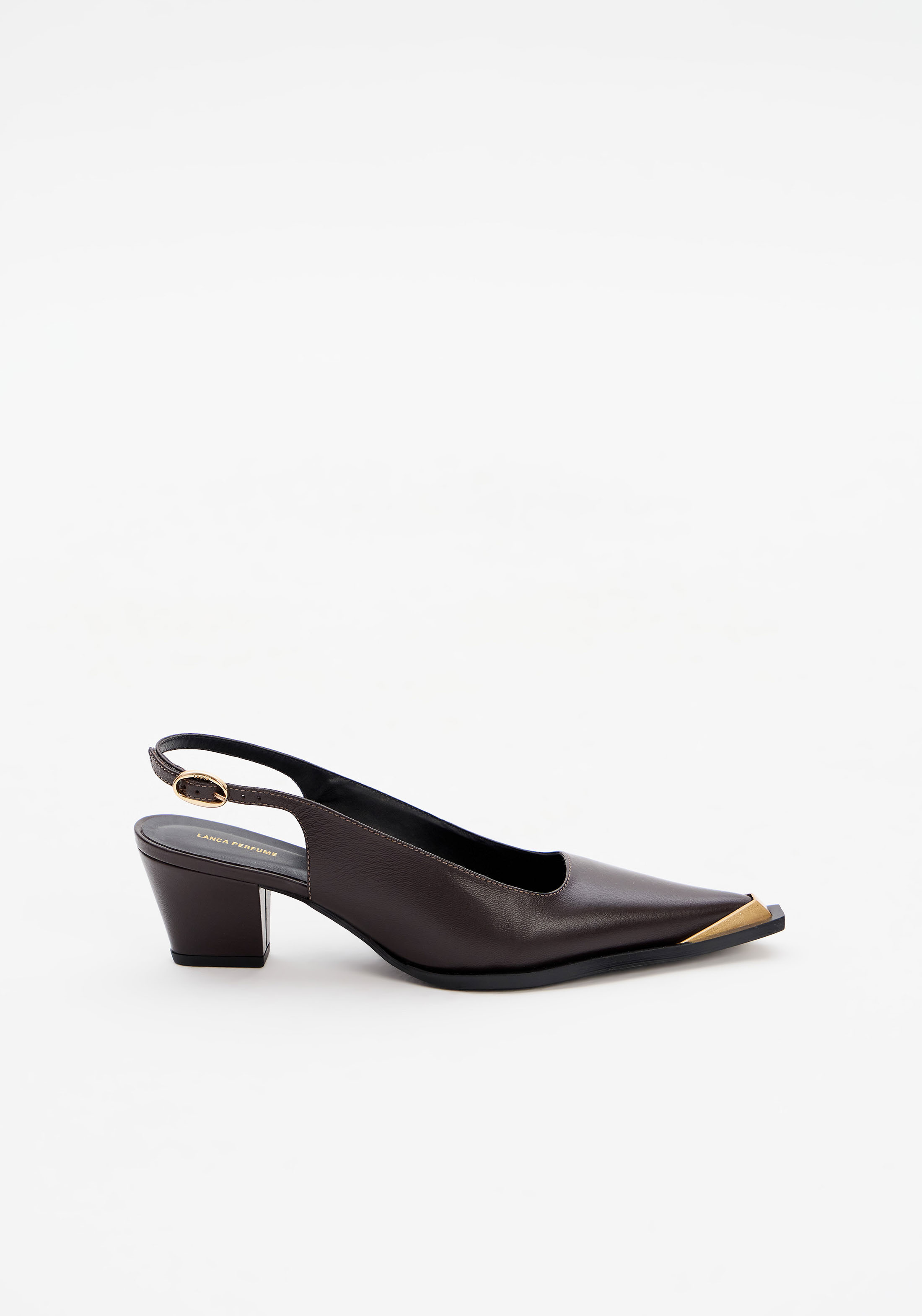 Scarpin Slingback Couro Com Biqueira
