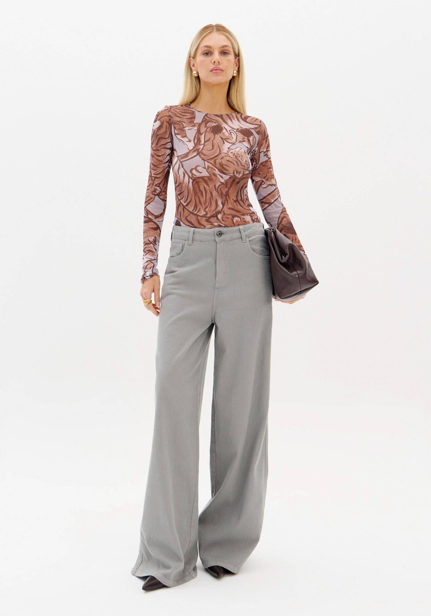 Calça Sarja Relaxed Com Cintura Média