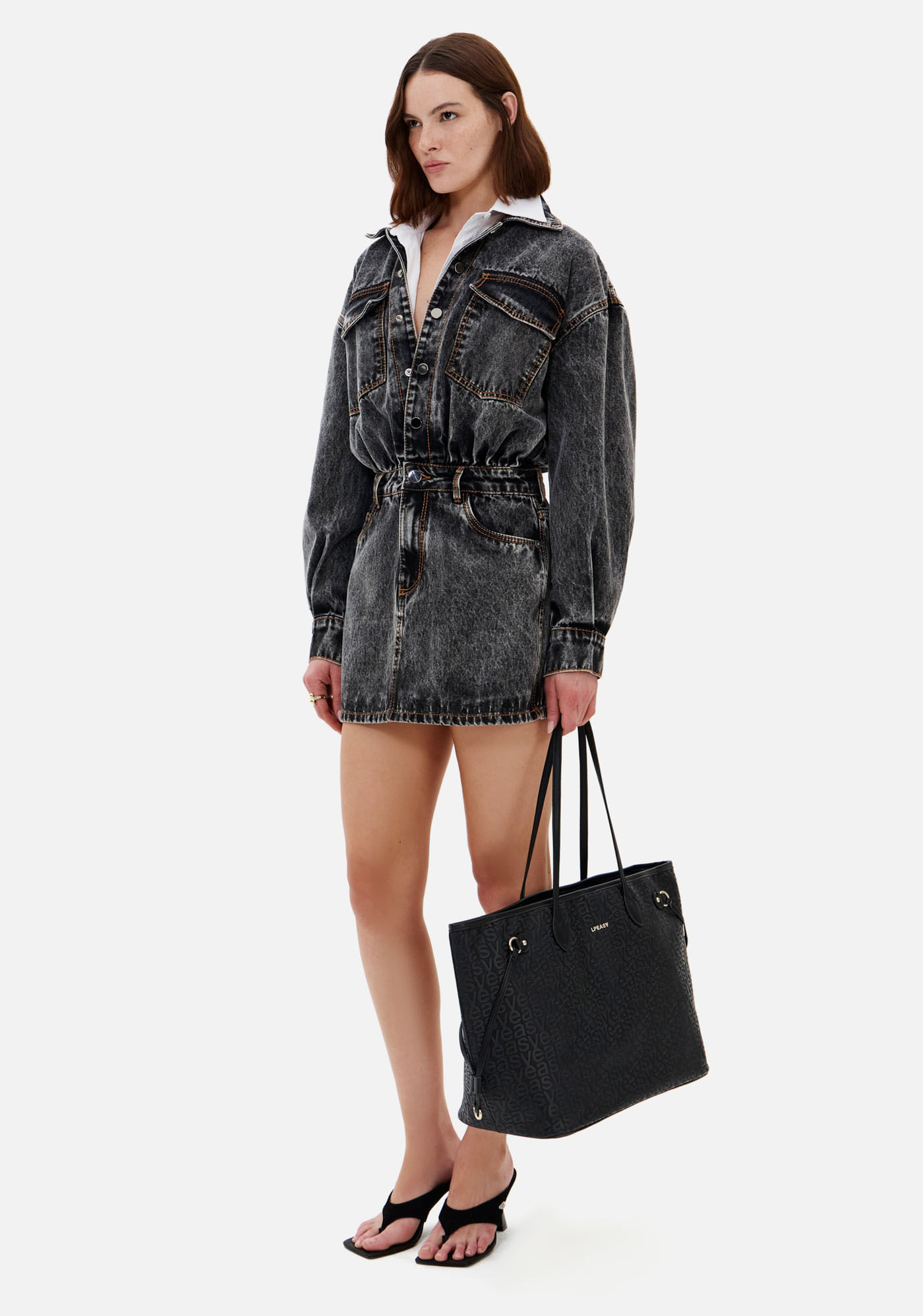 Vestido Jeans Black Com Manga Longa