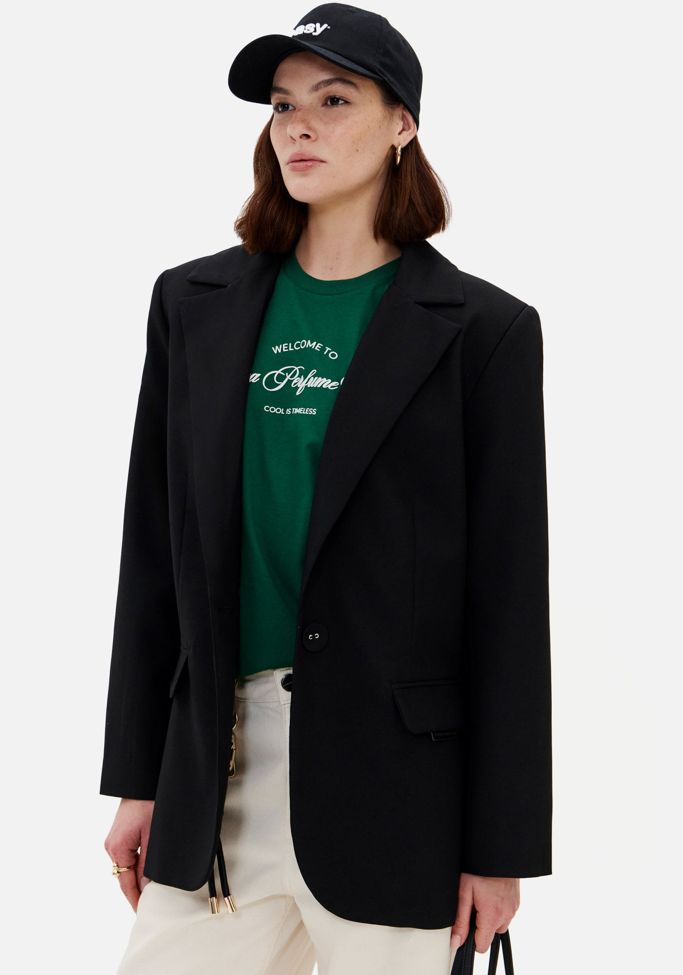 Blazer Regular Alongado Com Lapelas