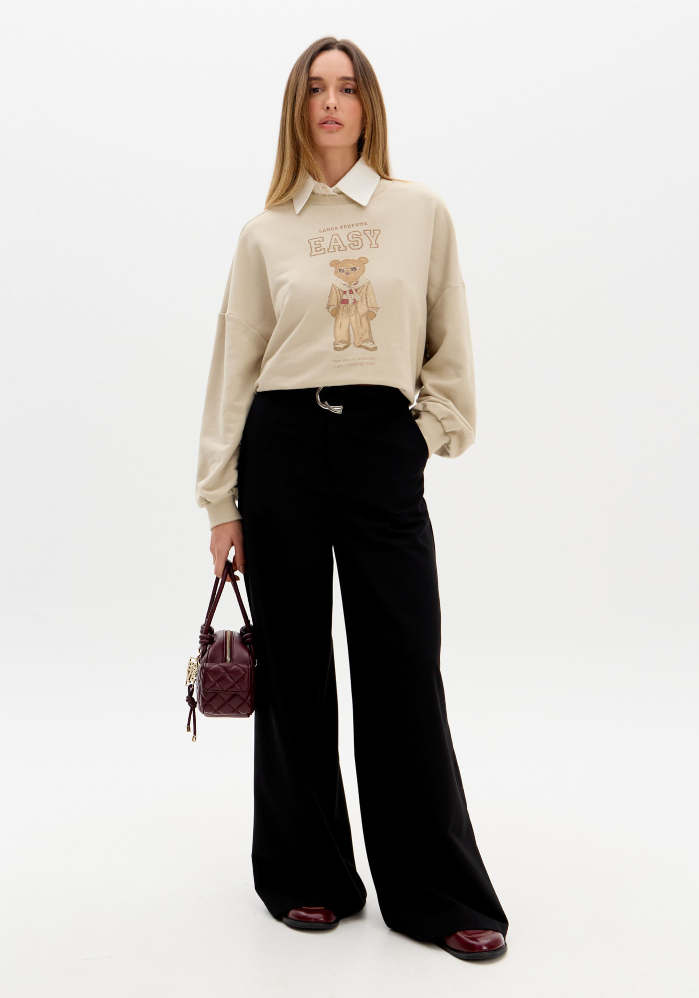 Calça Wide Leg De Cintura Alta