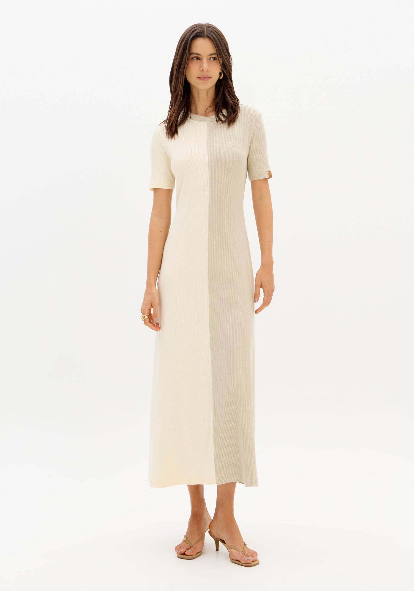 Vestido Super Midi Canelado Evasê