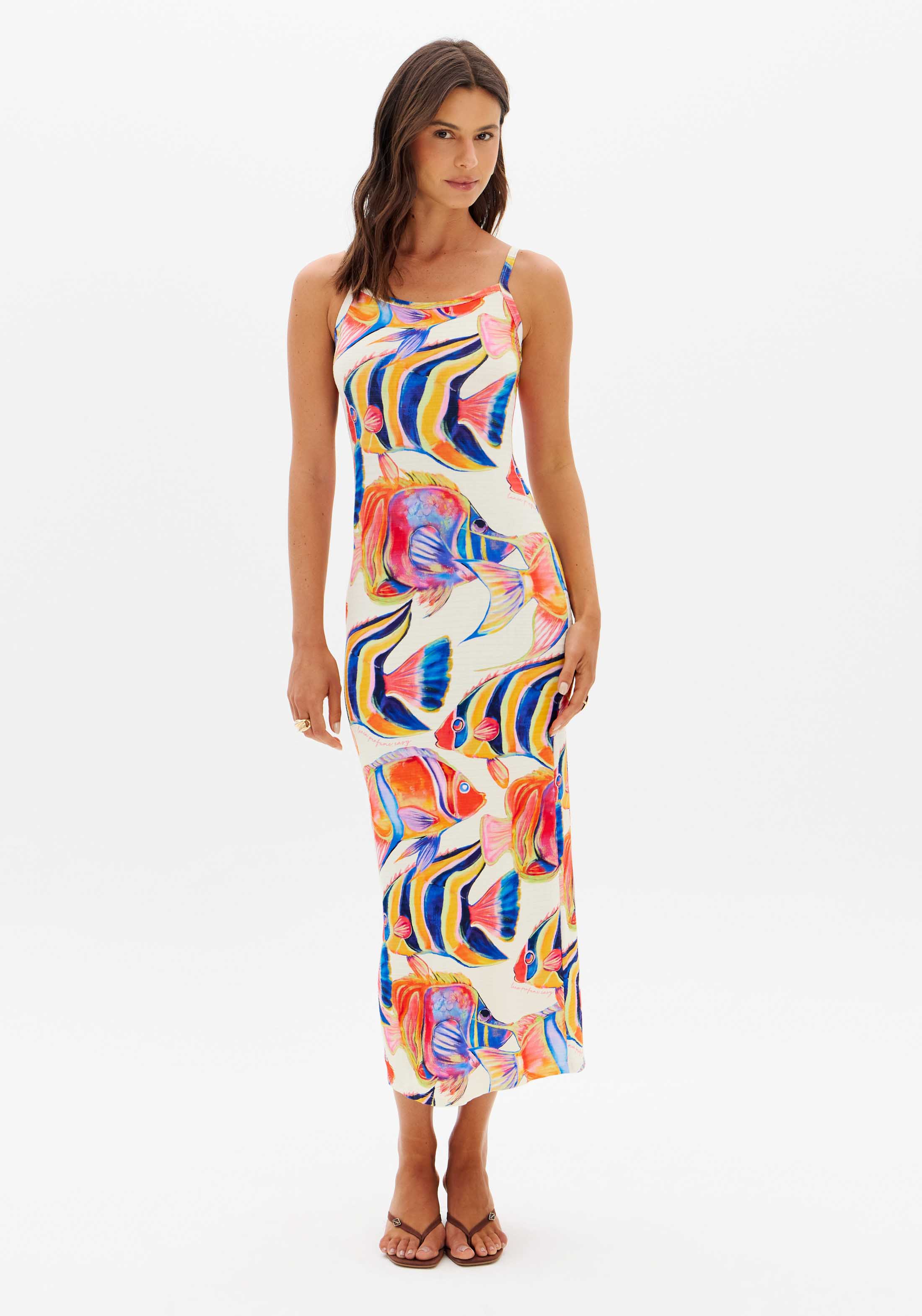 Vestido Super Midi De Alças Estampado