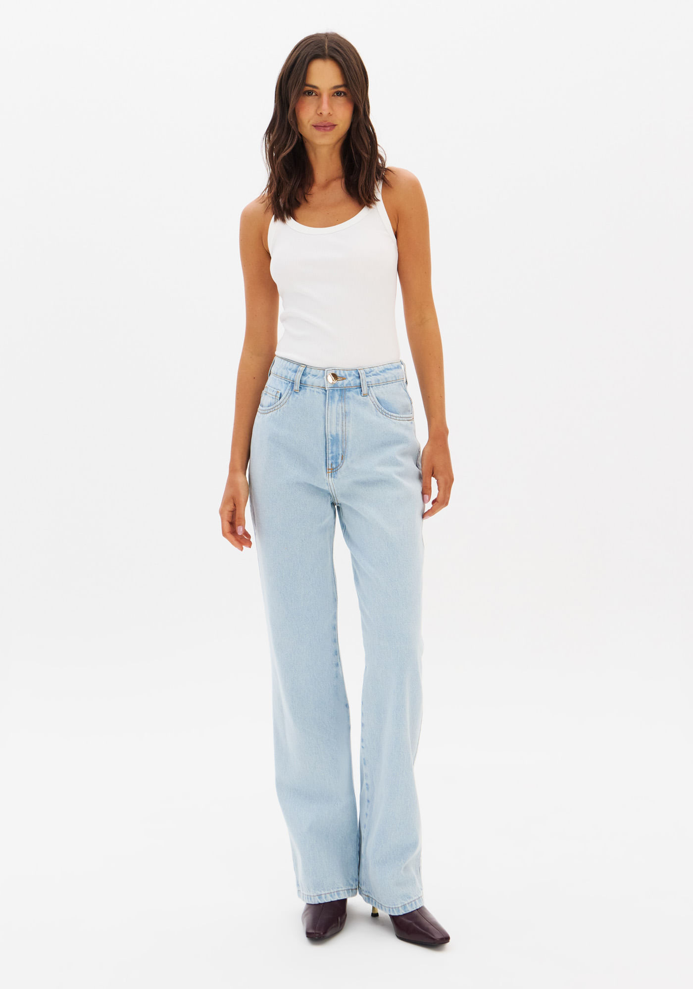 Calça Jeans Reta Cintura Alta