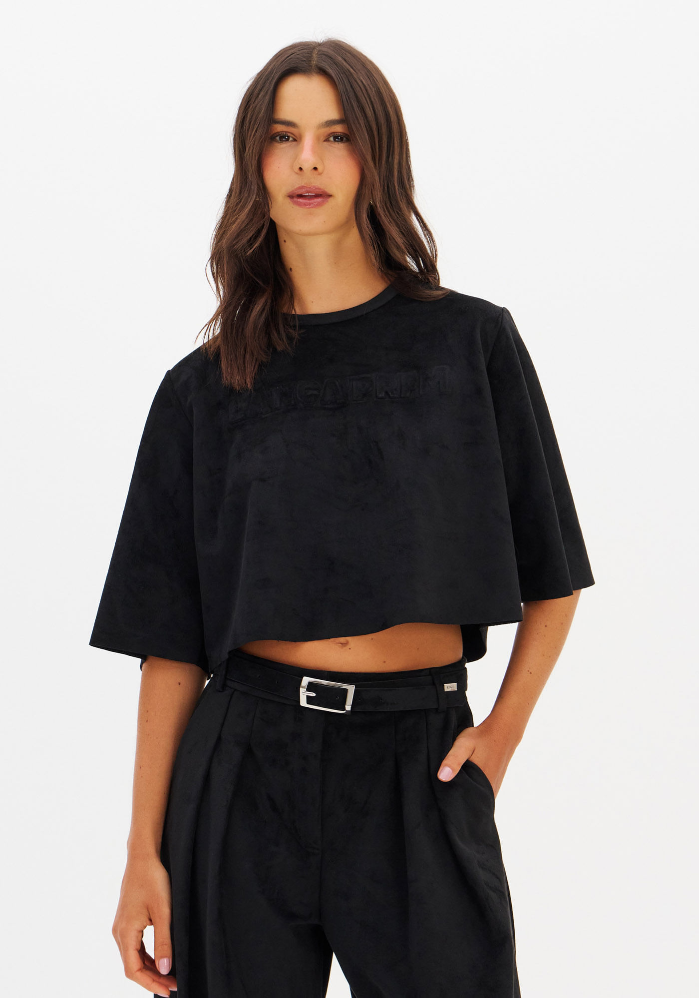 Blusa Cropped De Camurça