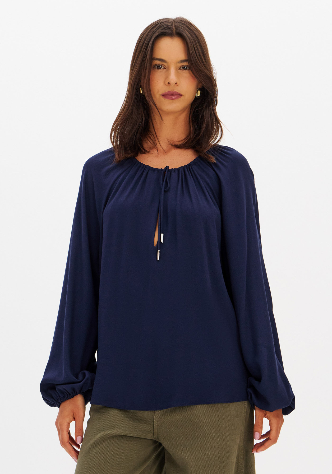 Blusa Manga Longa Com Amarração