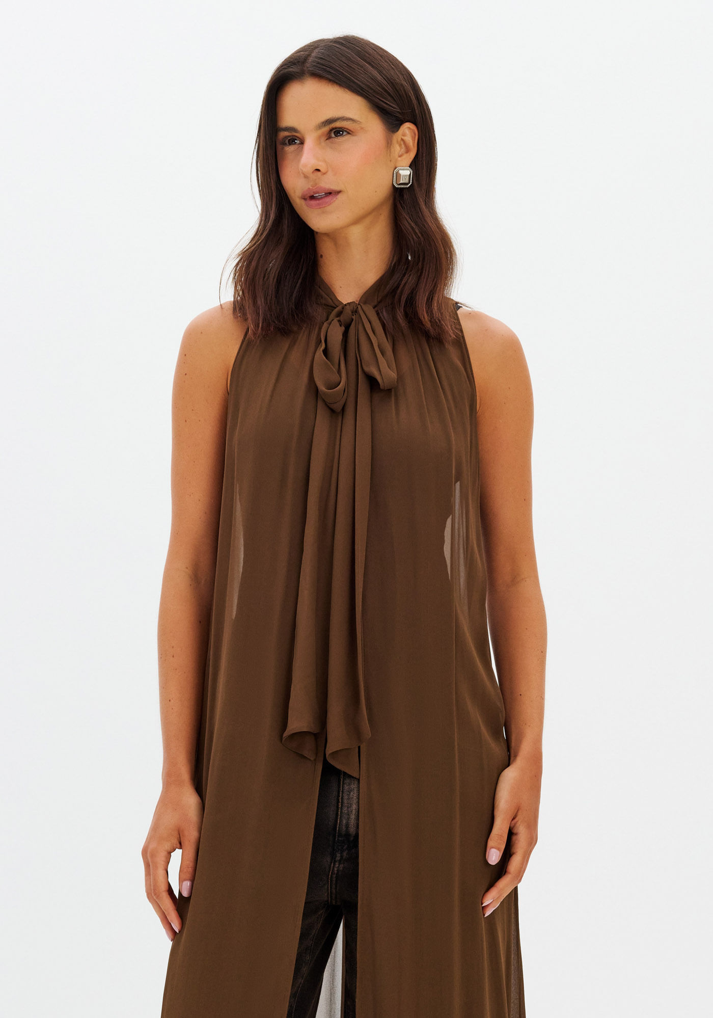 Blusa Alongada De Chiffon