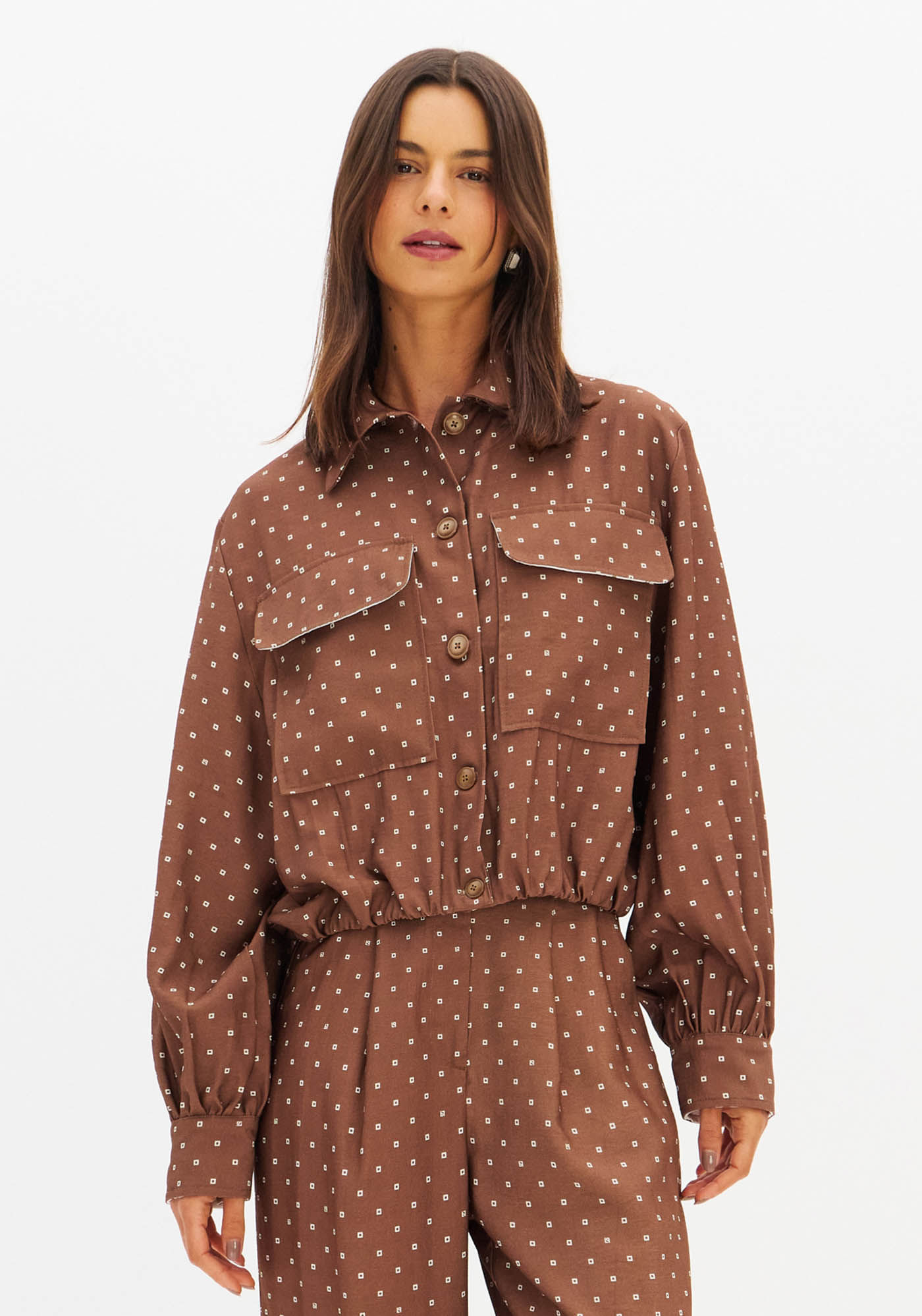 Jaqueta Bomber Com Bolsos Estampada