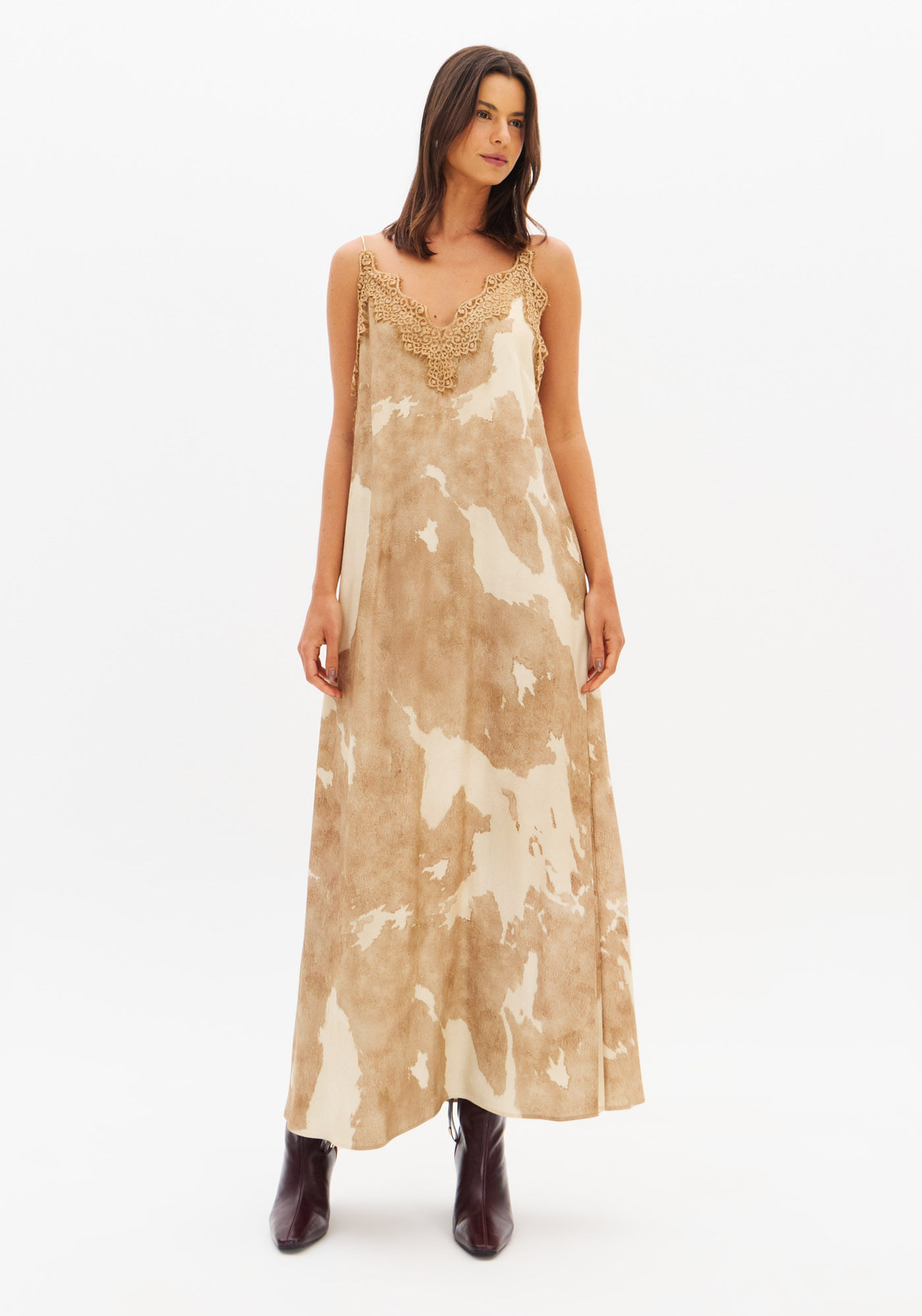 Vestido Super Midi De Alças Estampado
