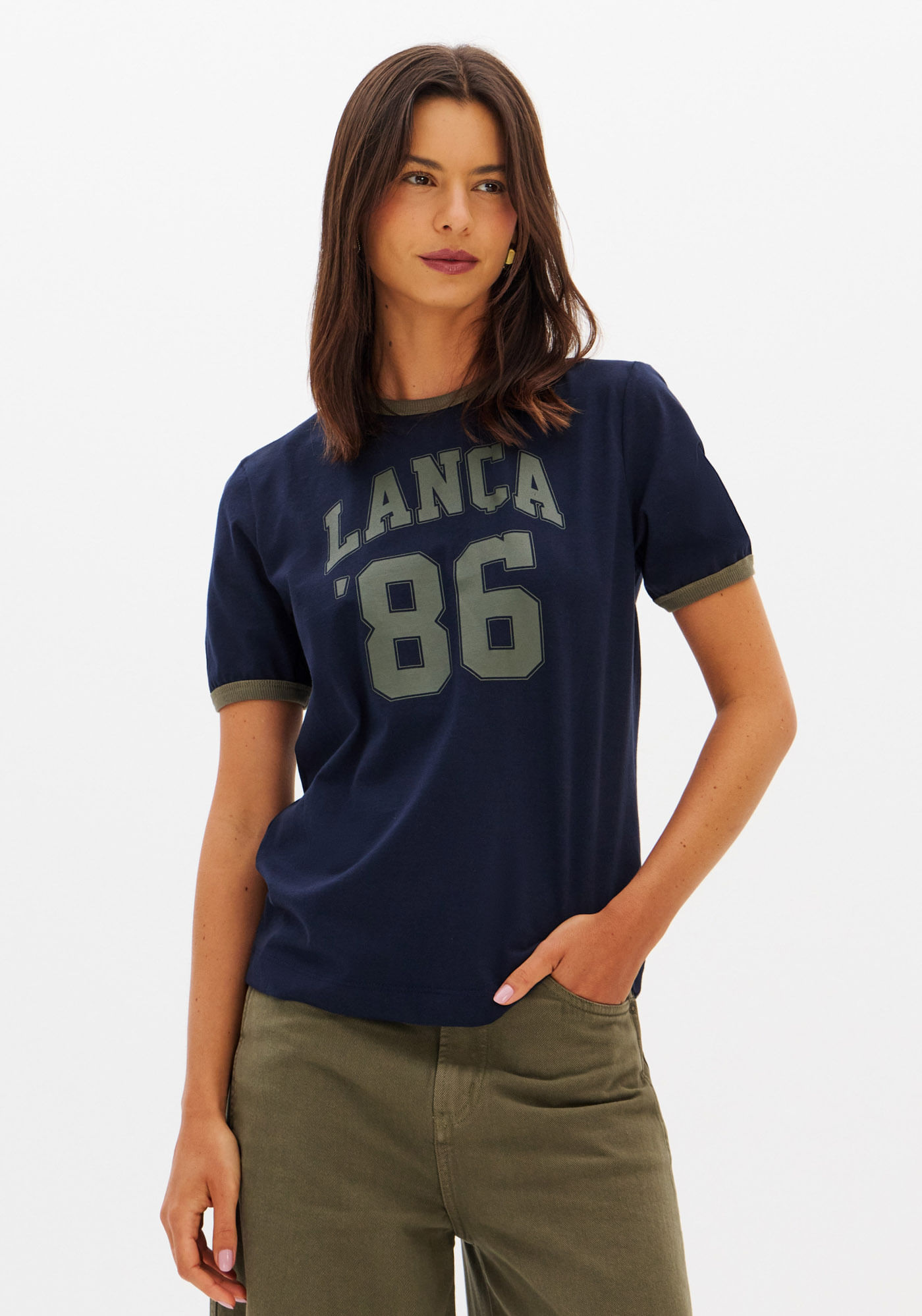 T-shirt Baby Look Manga Curta