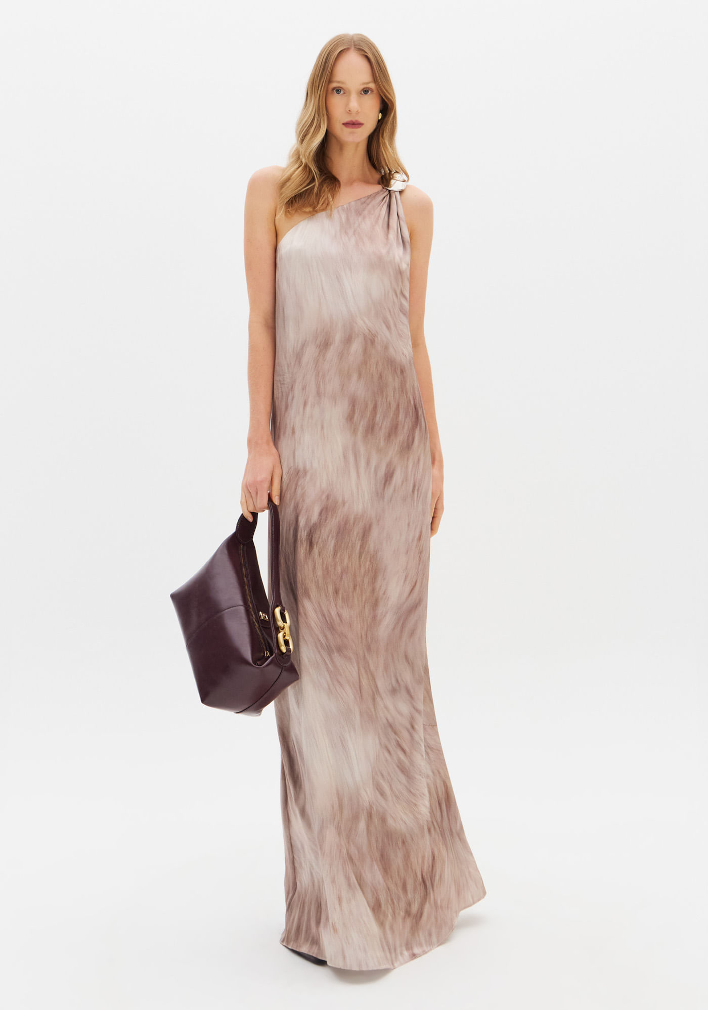 Vestido Longo Ombro Único Acetinado