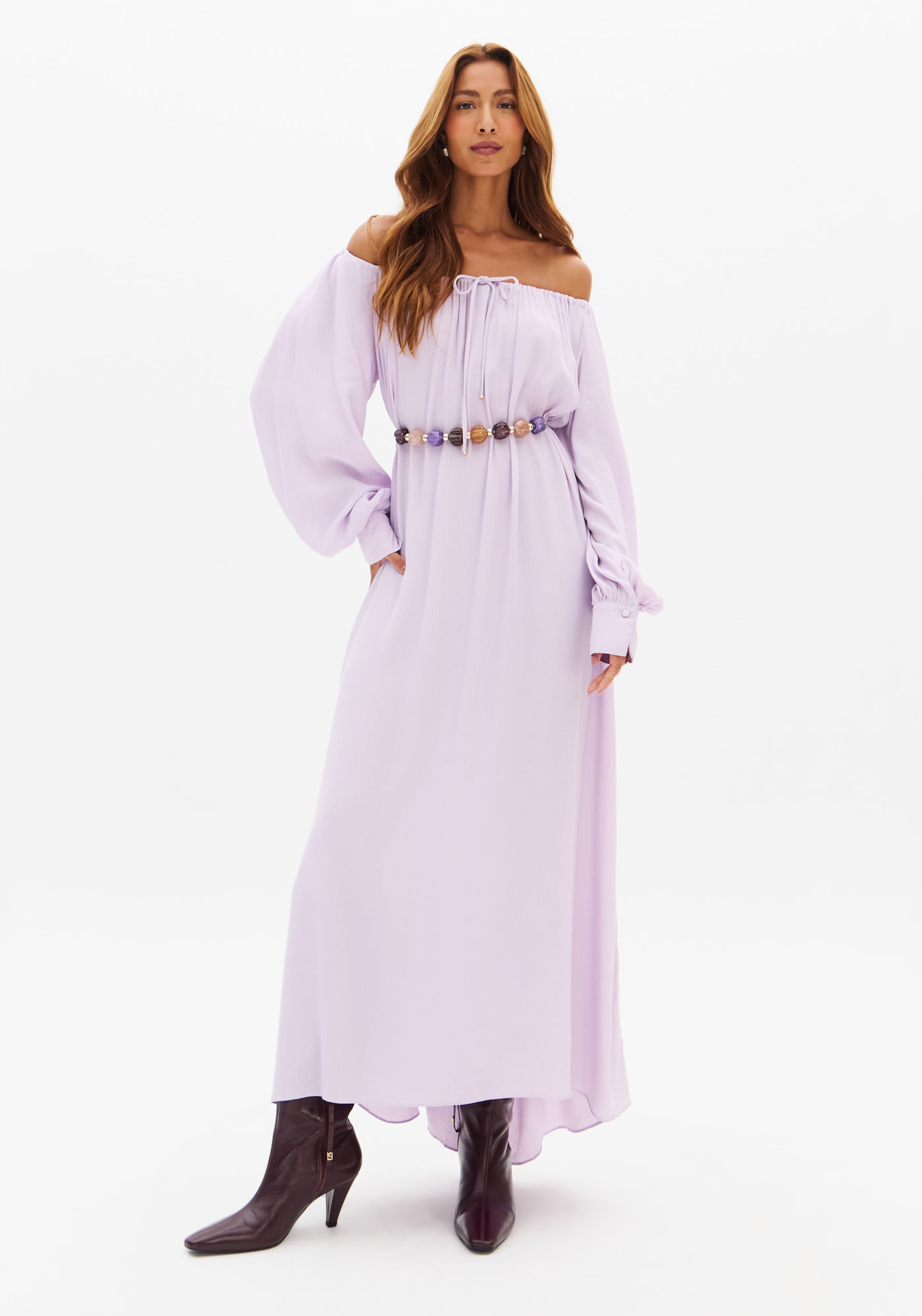 Vestido Super Midi Amplo Com Cinto