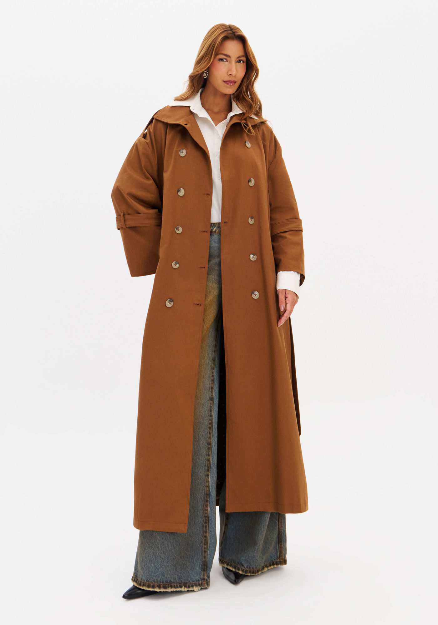 Trench Coat Alongado Com Faixa