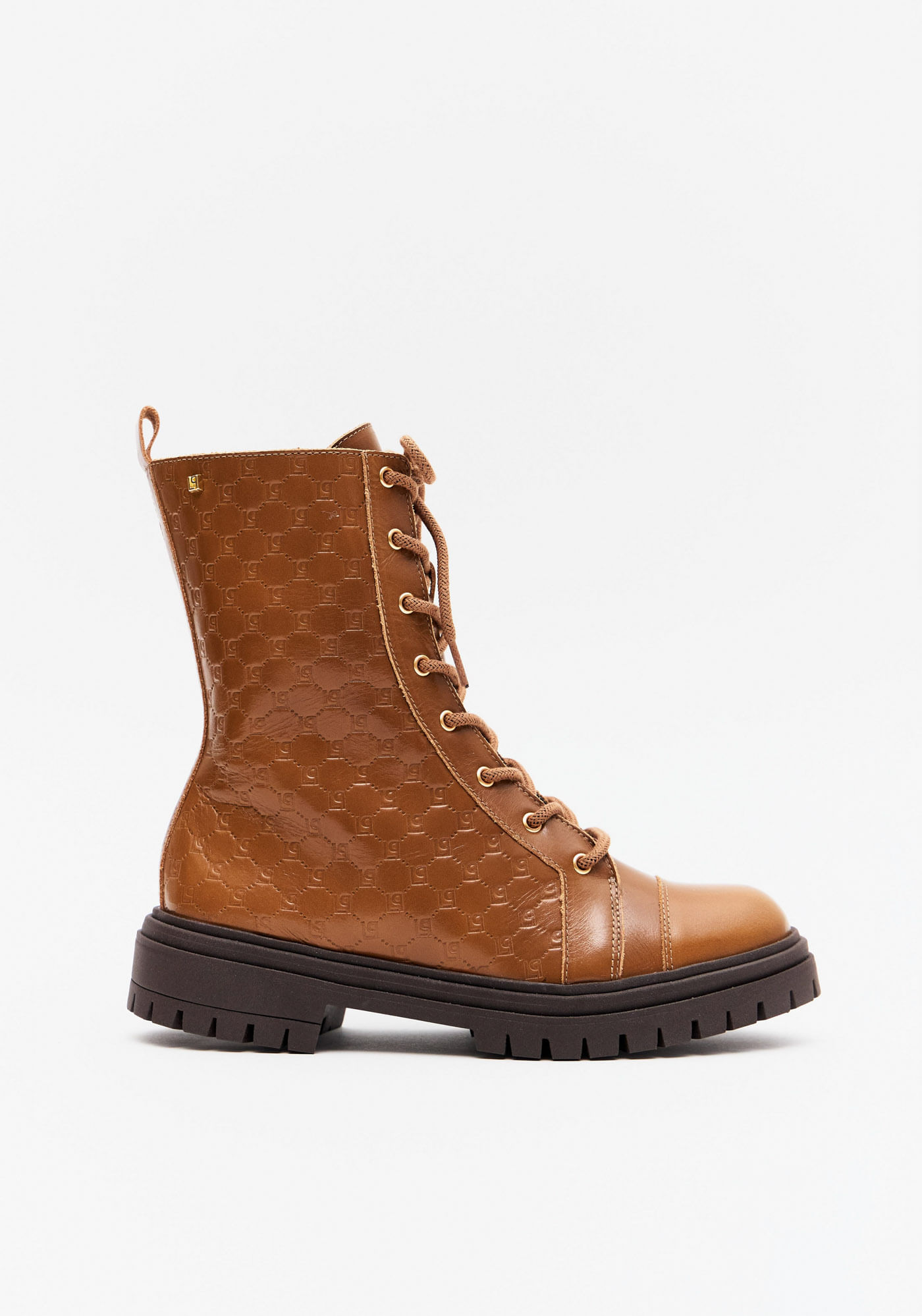 Bota Coturno Couro Monograma
