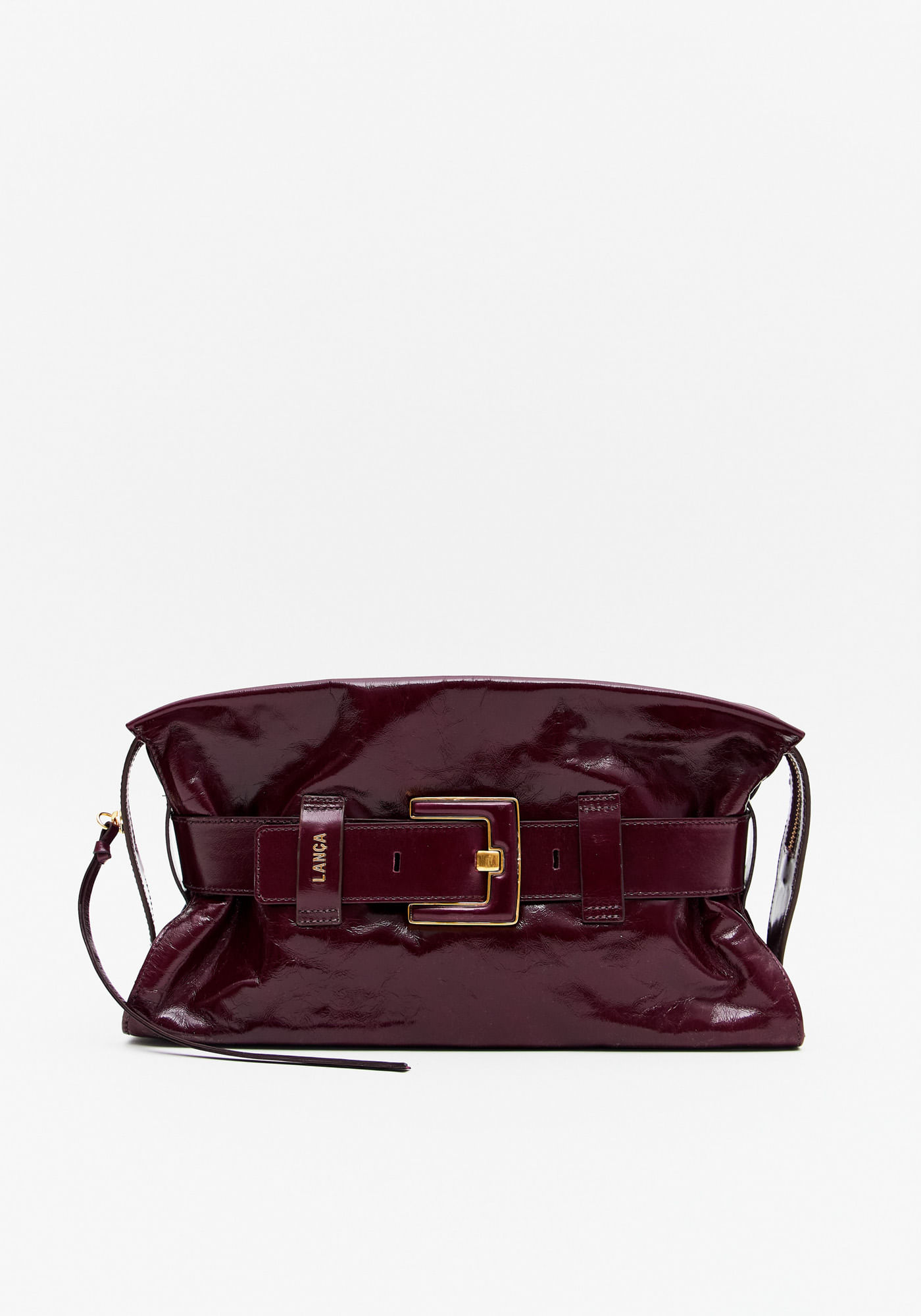 Bolsa Clutch Couro Com Maxi Fivela