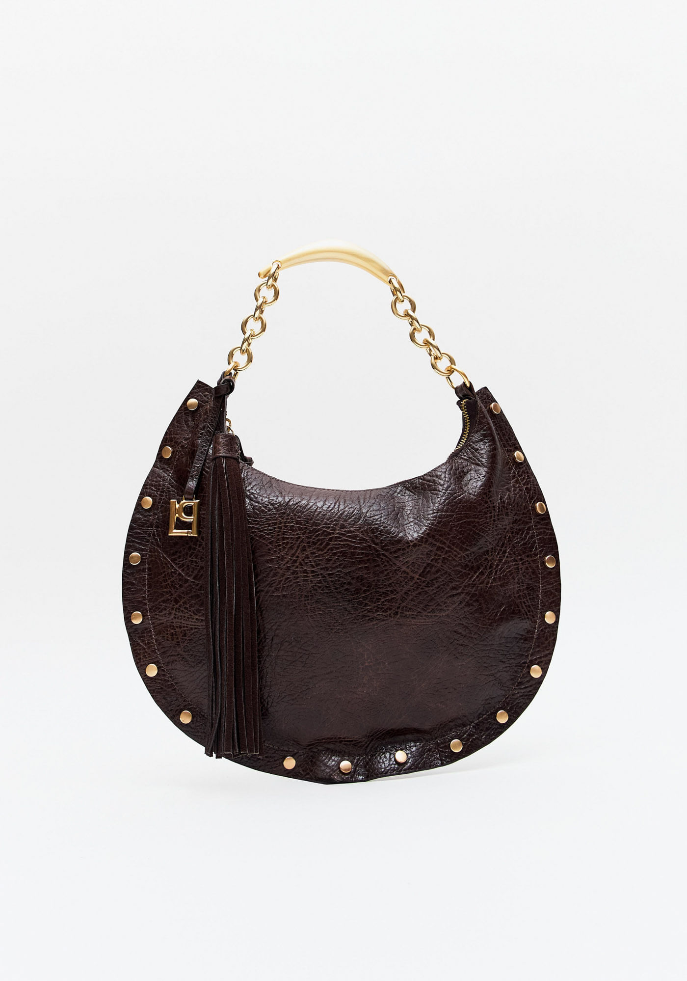 Bolsa Shoulder Couro E Alça Metal