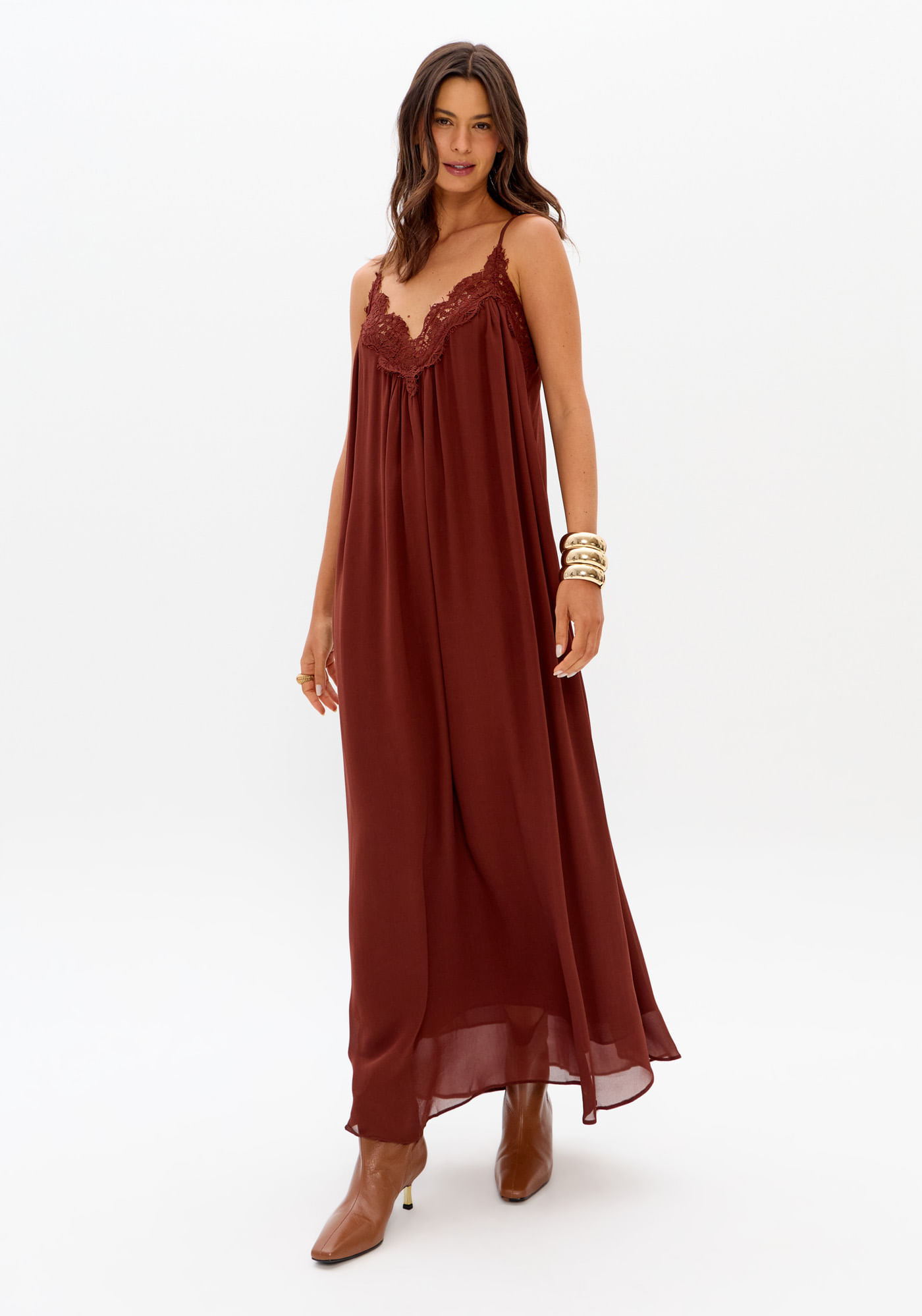 Vestido De Alças Com Renda