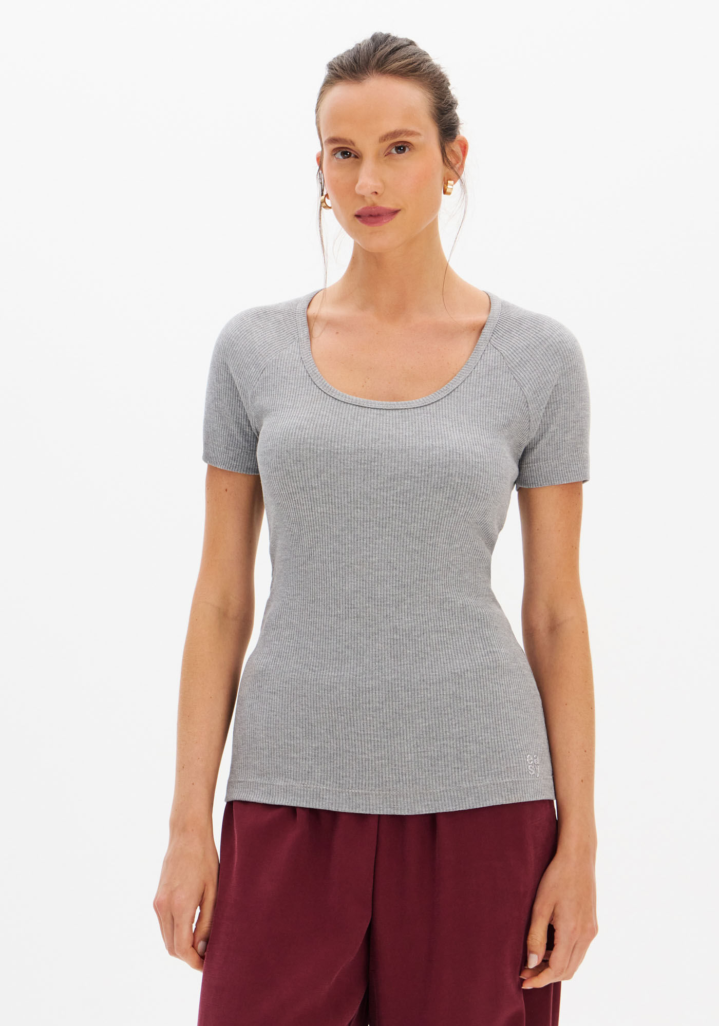 Blusa Canelada Manga Curta Raglan