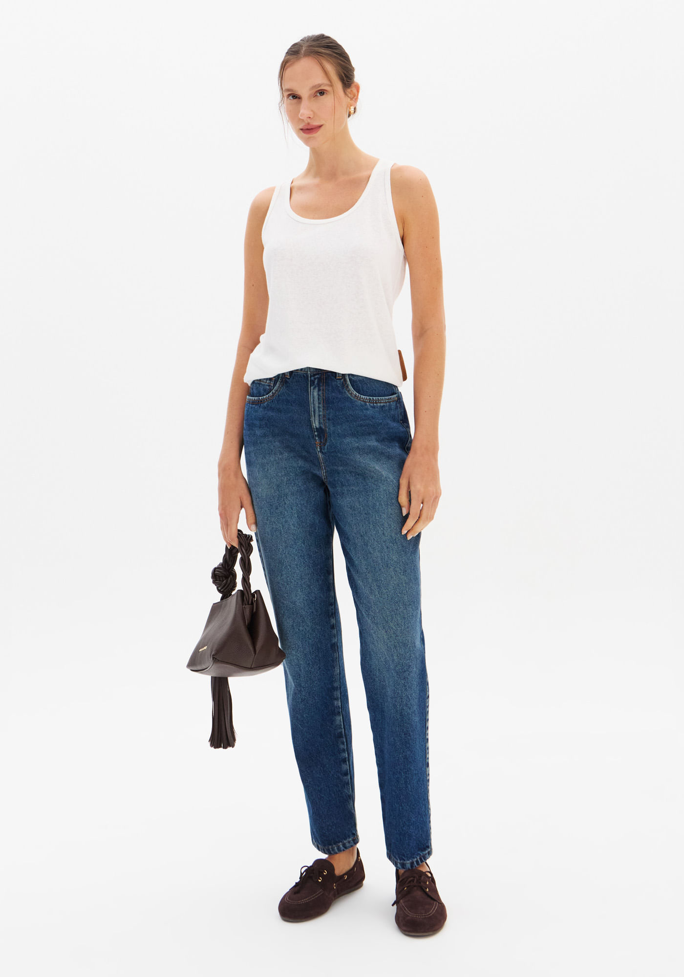 Calça Jeans Mom Cintura Alta