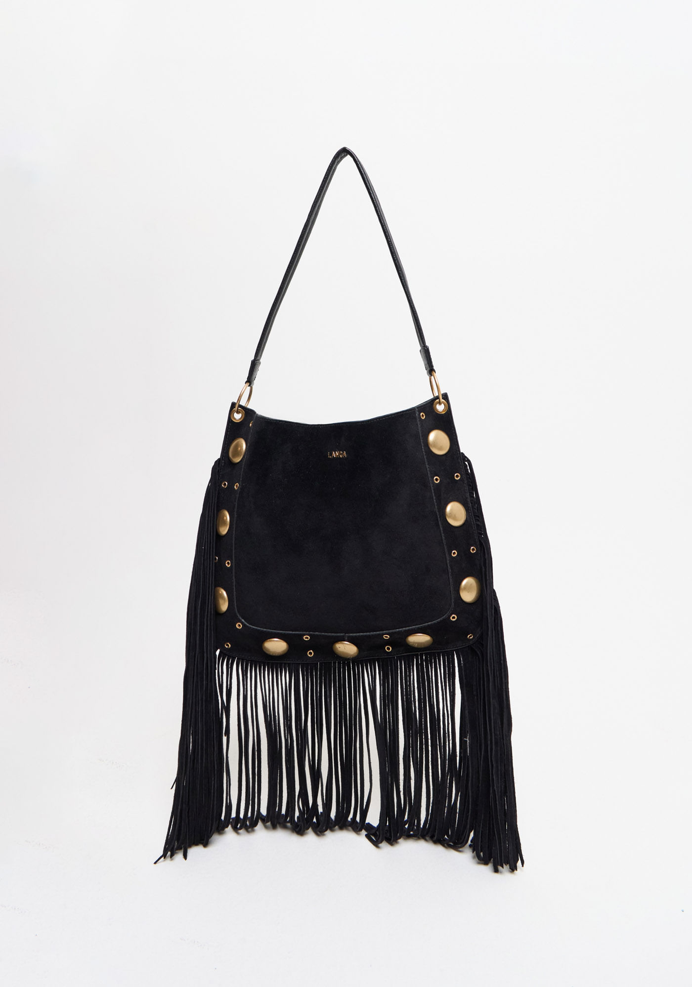 Bolsa Shoulder Couro Camurça E Franjas
