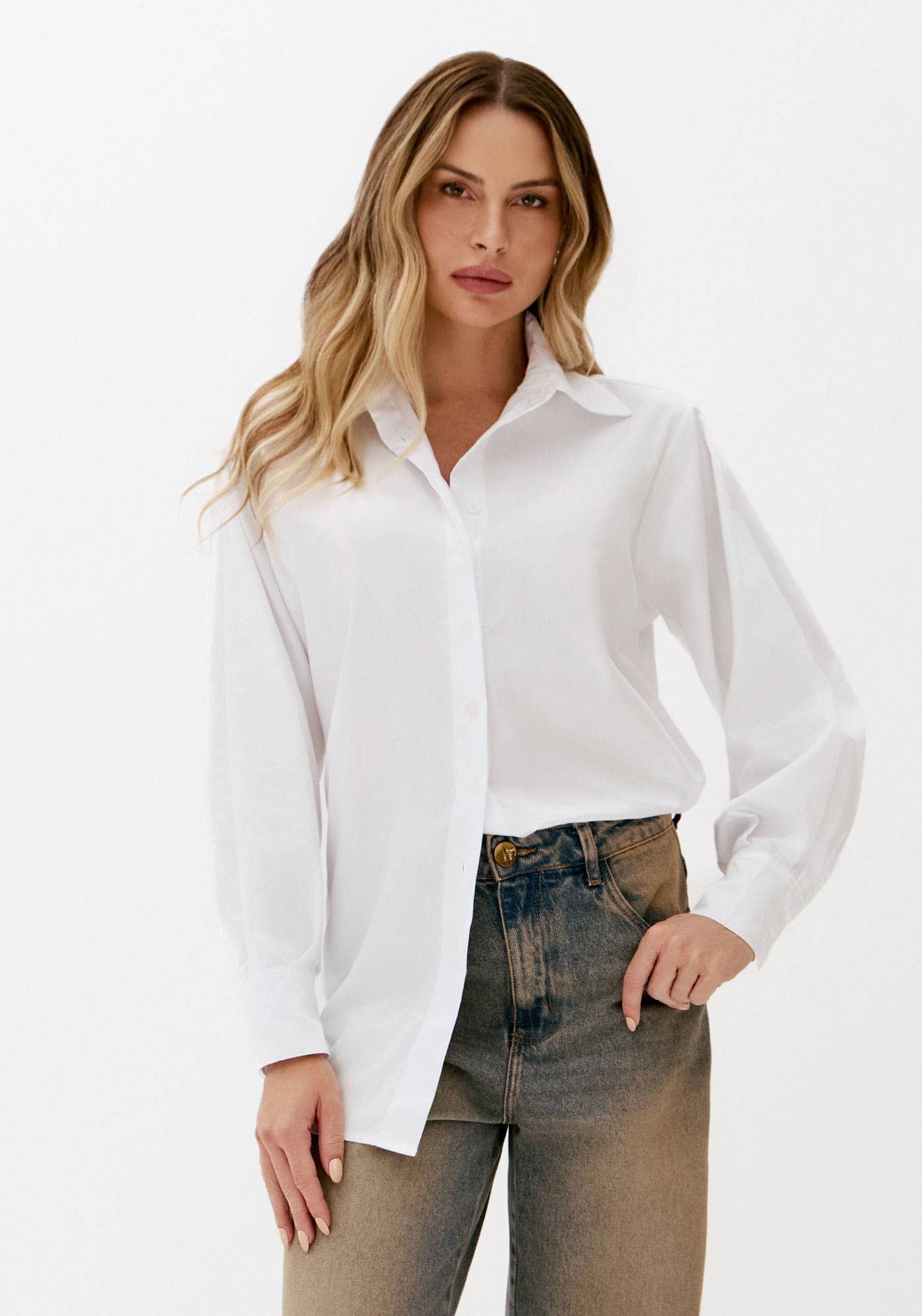 Camisa Alongada Manga Longa