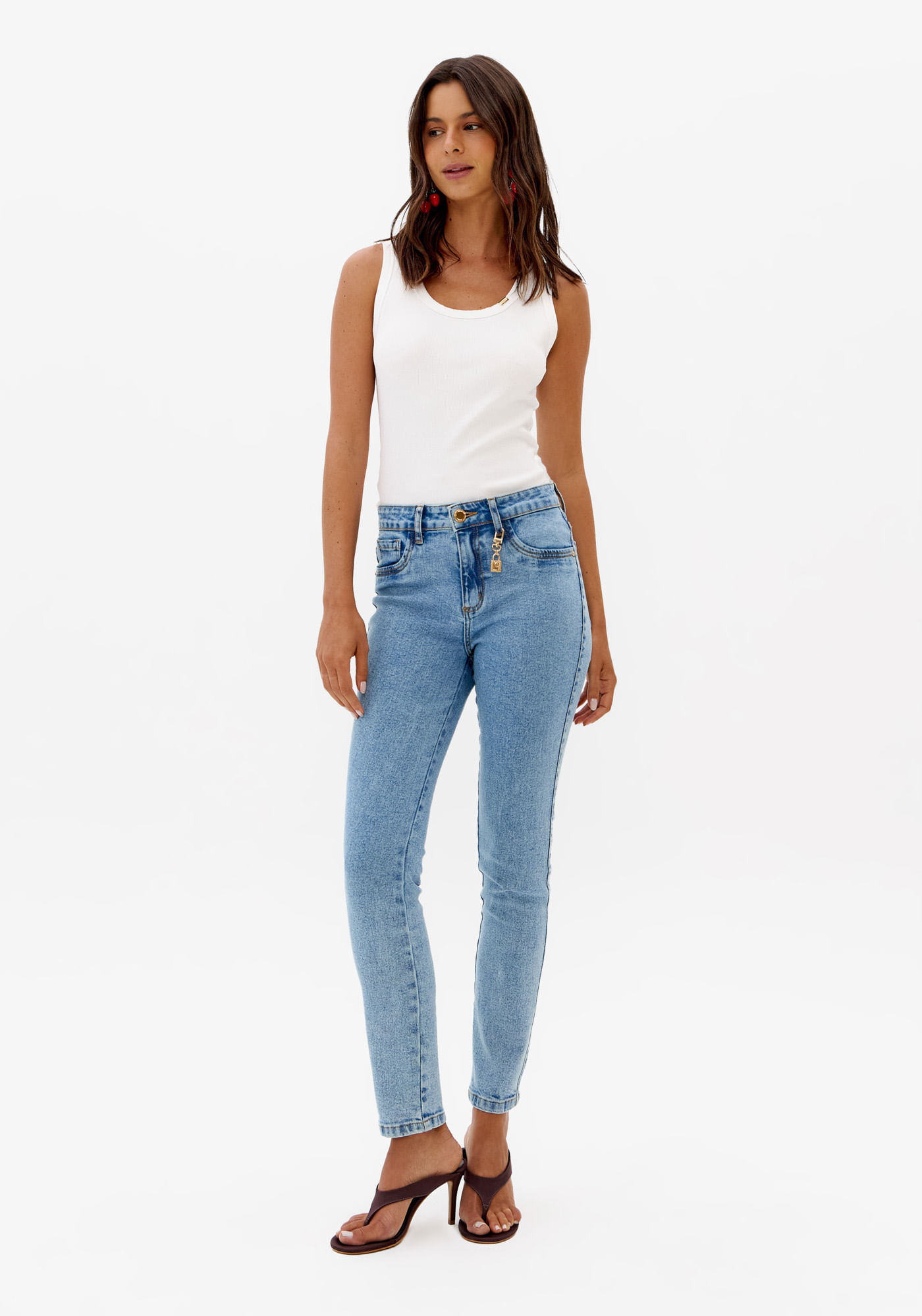 Calça Jeans Skinny Cintura Média