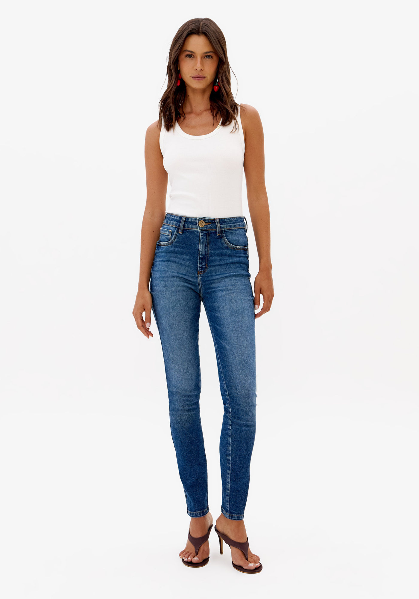 Calça Jeans Skinny Cintura Alta