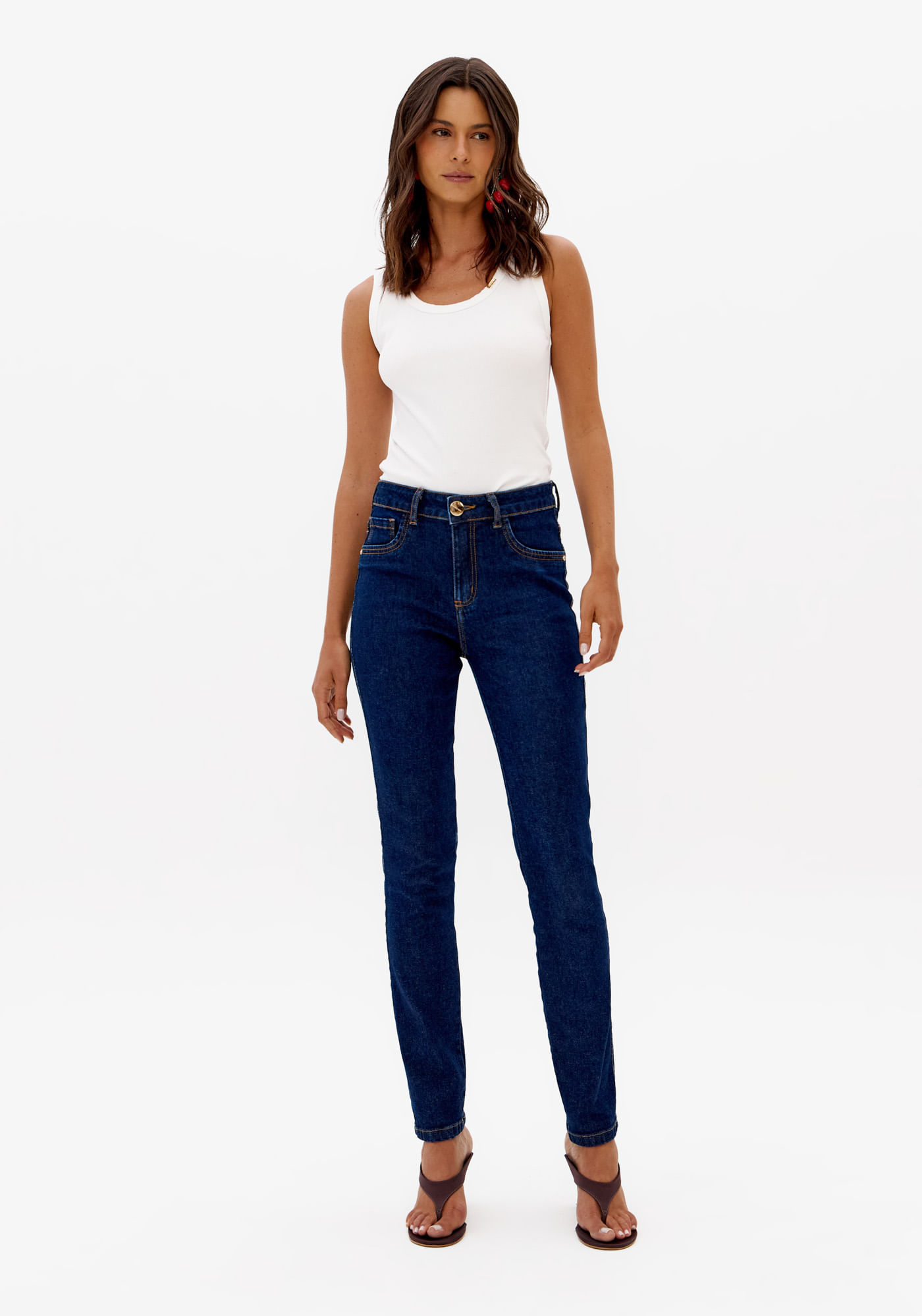 Calça Jeans Skinny Cintura Média