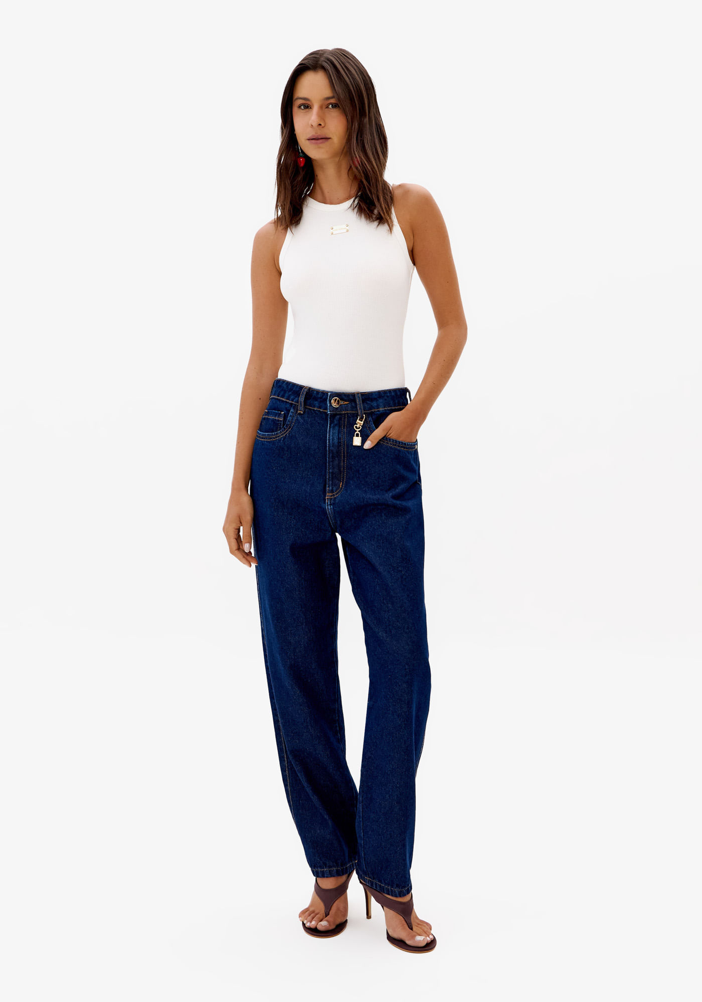 Calça Jeans Mom Cintura Alta