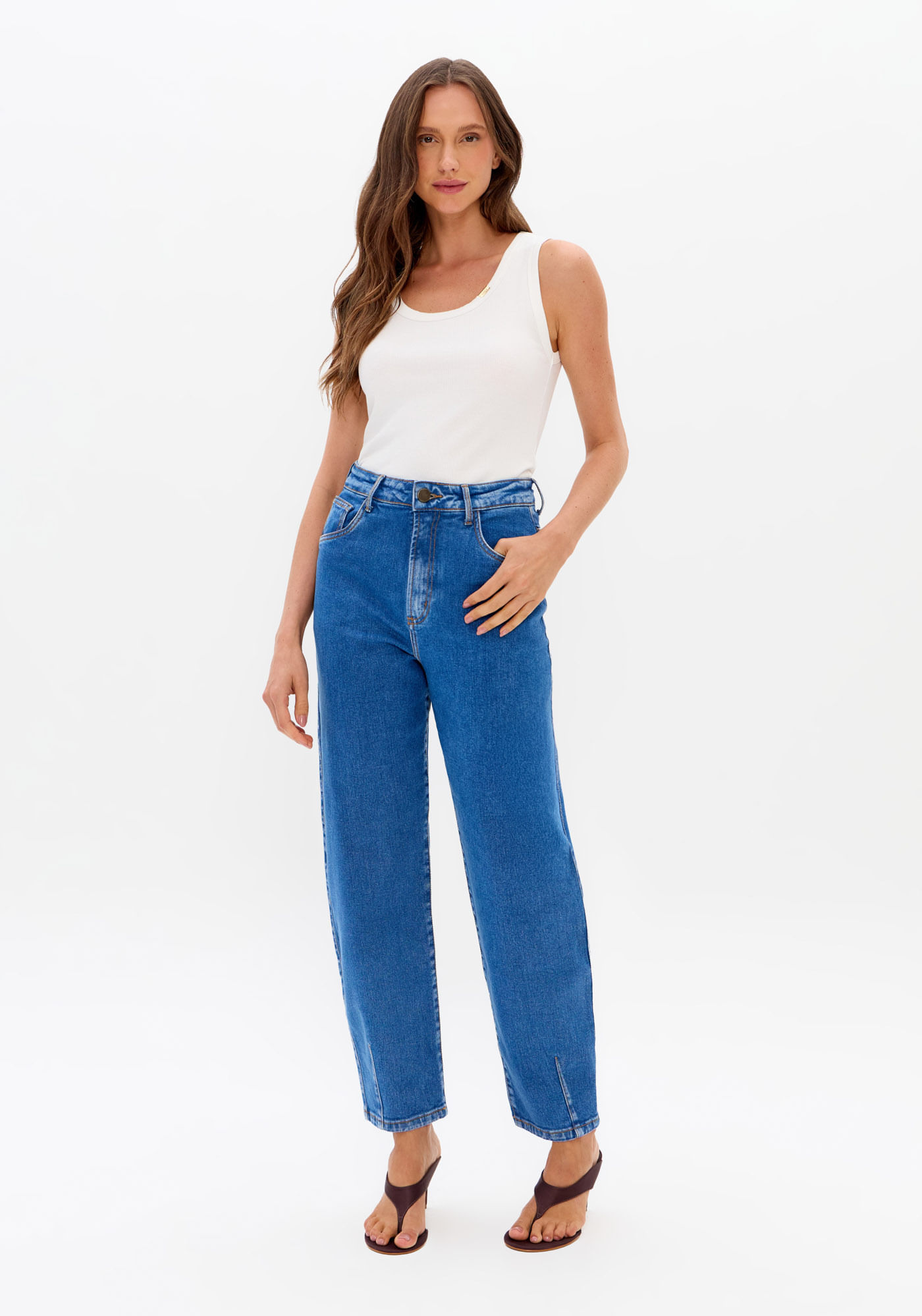 Calça Jeans Baggy Cintura Alta