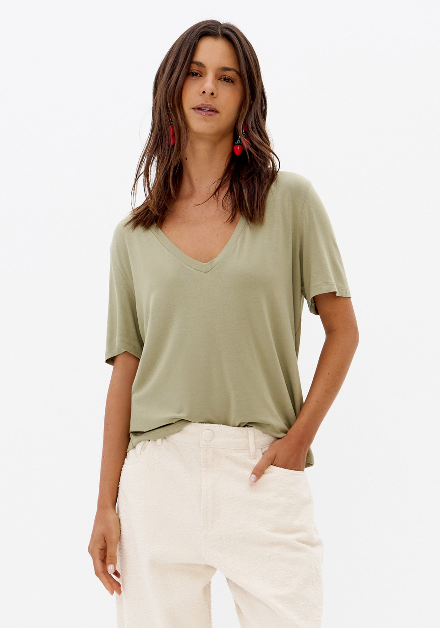Blusa Manga Curta Malha De Viscose
