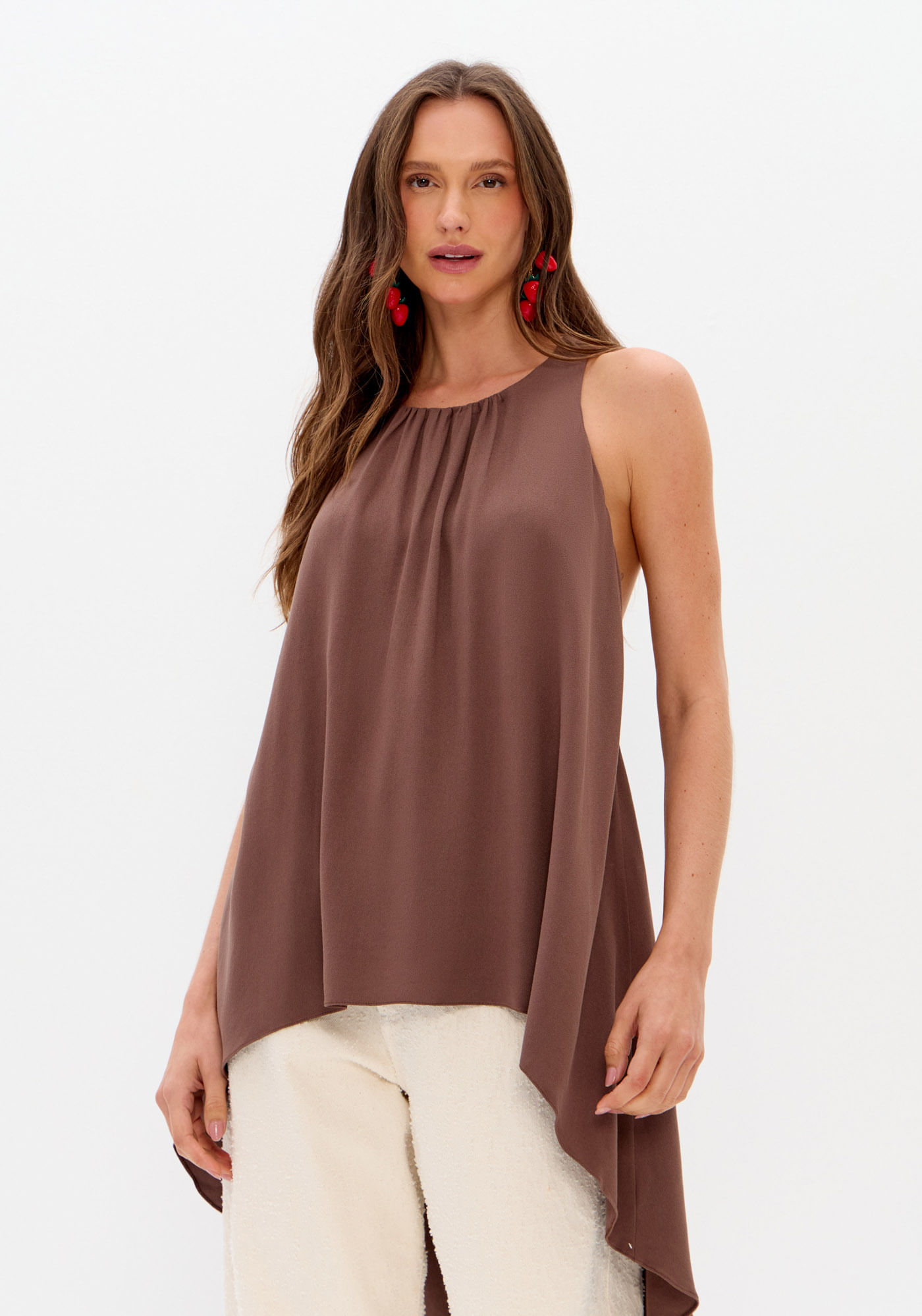 Blusa Alongada Com Aviamento Costas