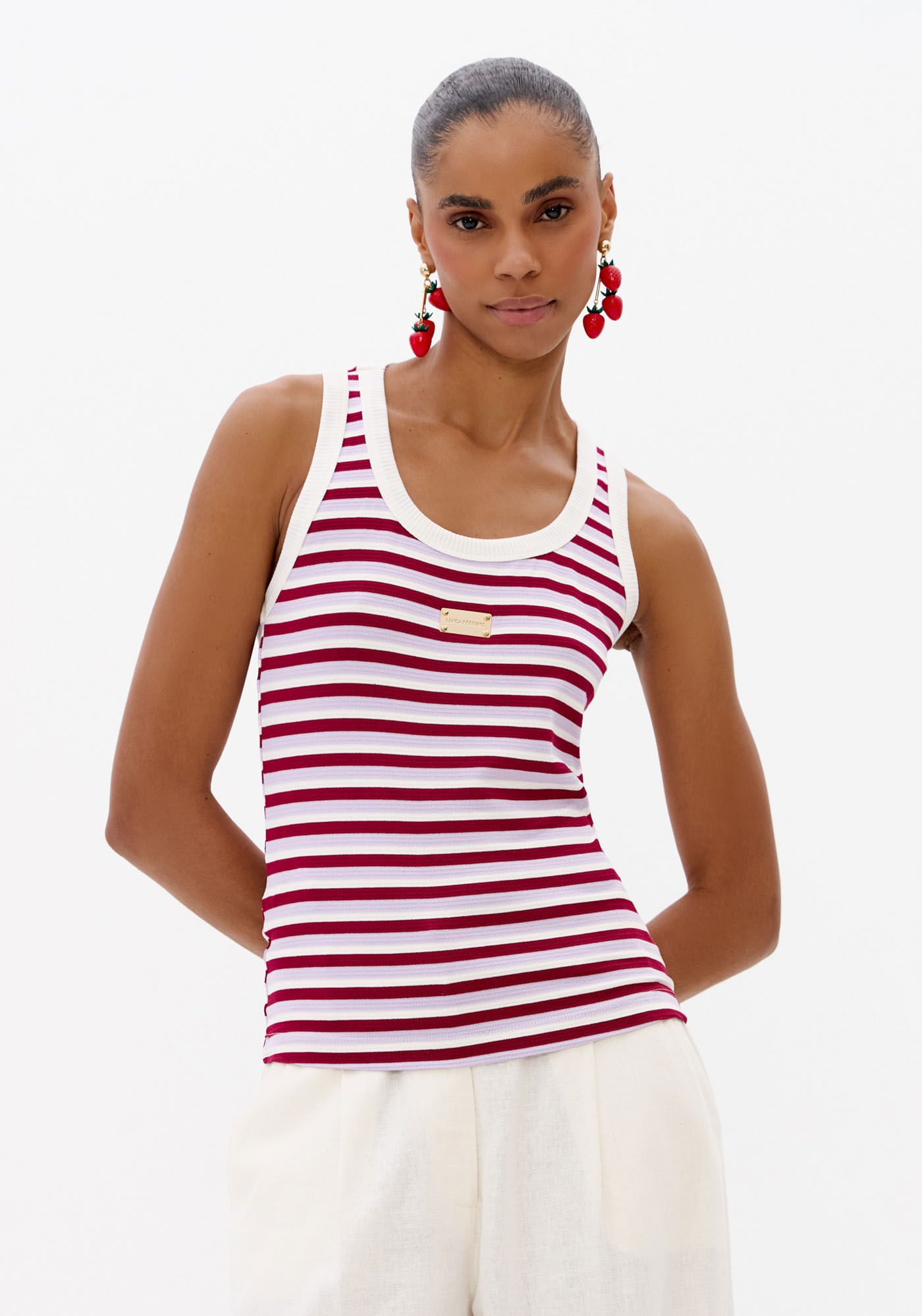 Blusa De Malha Canelada Listrada Nadador