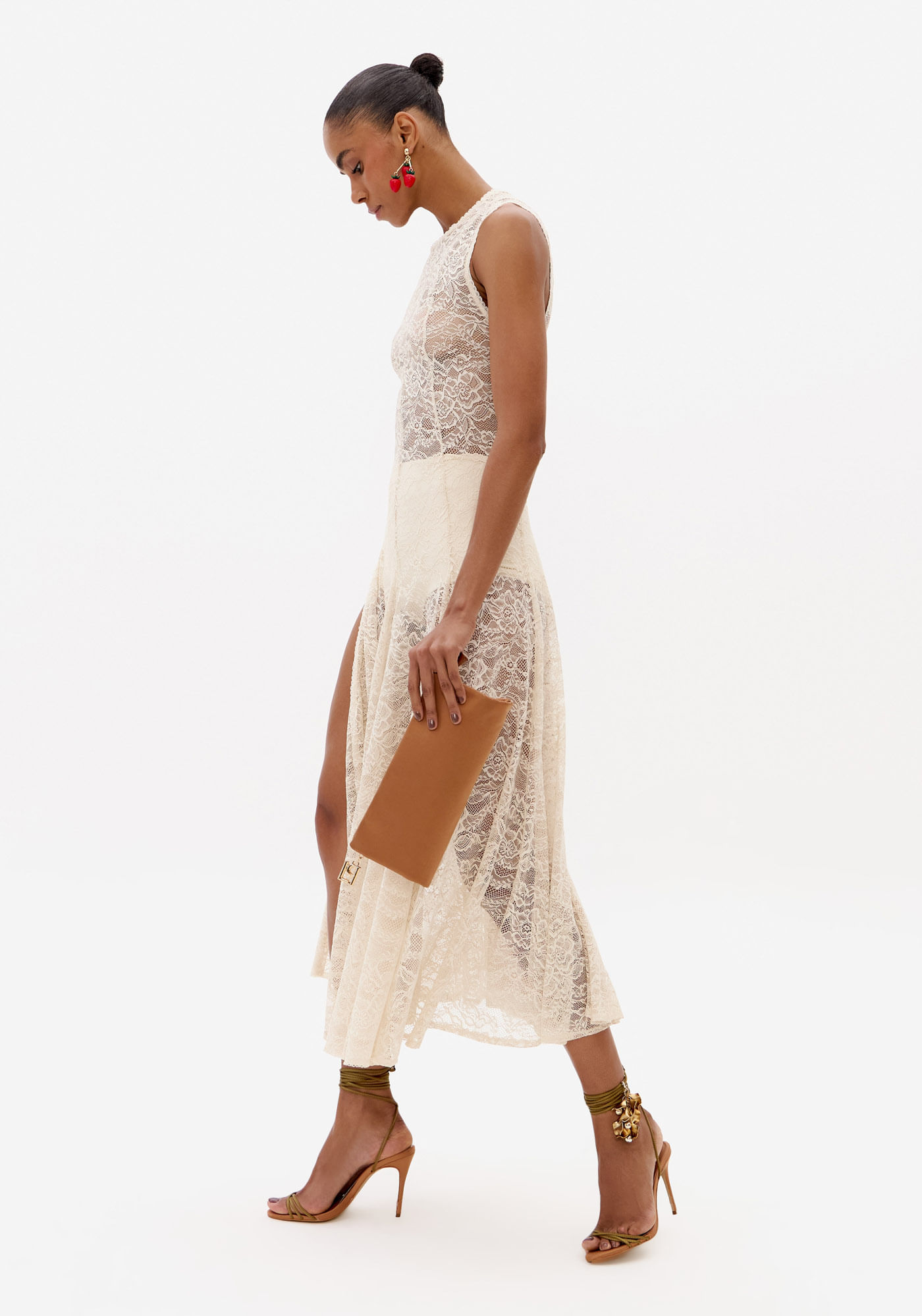 Vestido Evasê De Renda