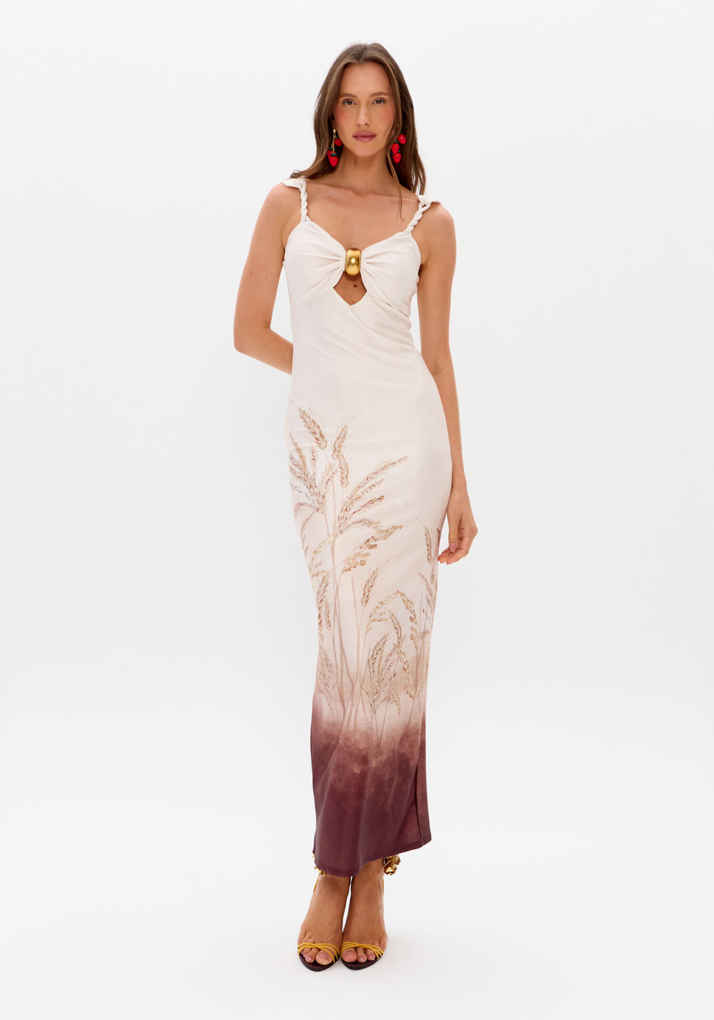 Vestido Super Midi Com Estampa