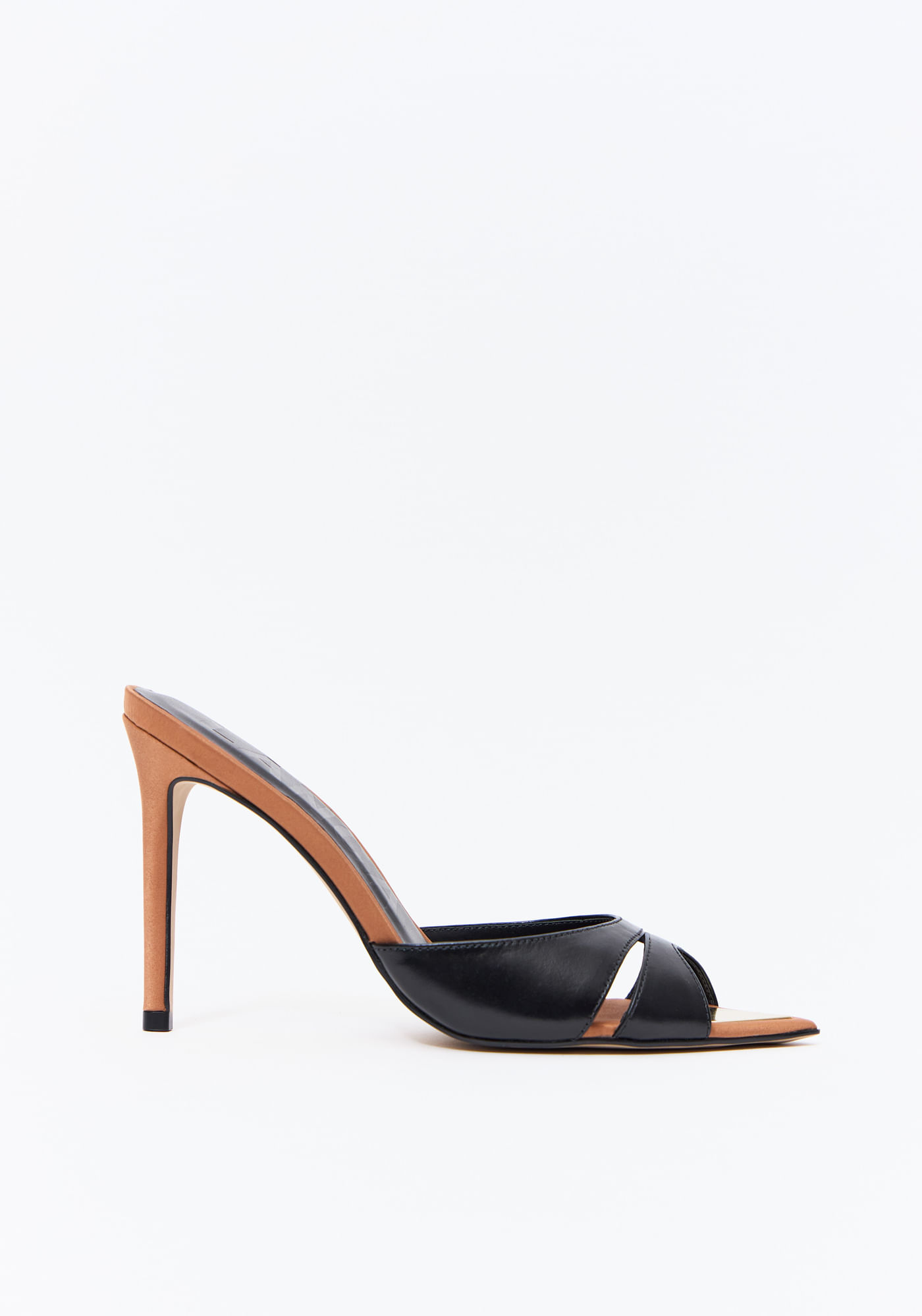 Sandália Mule Peep Toe Bicolor